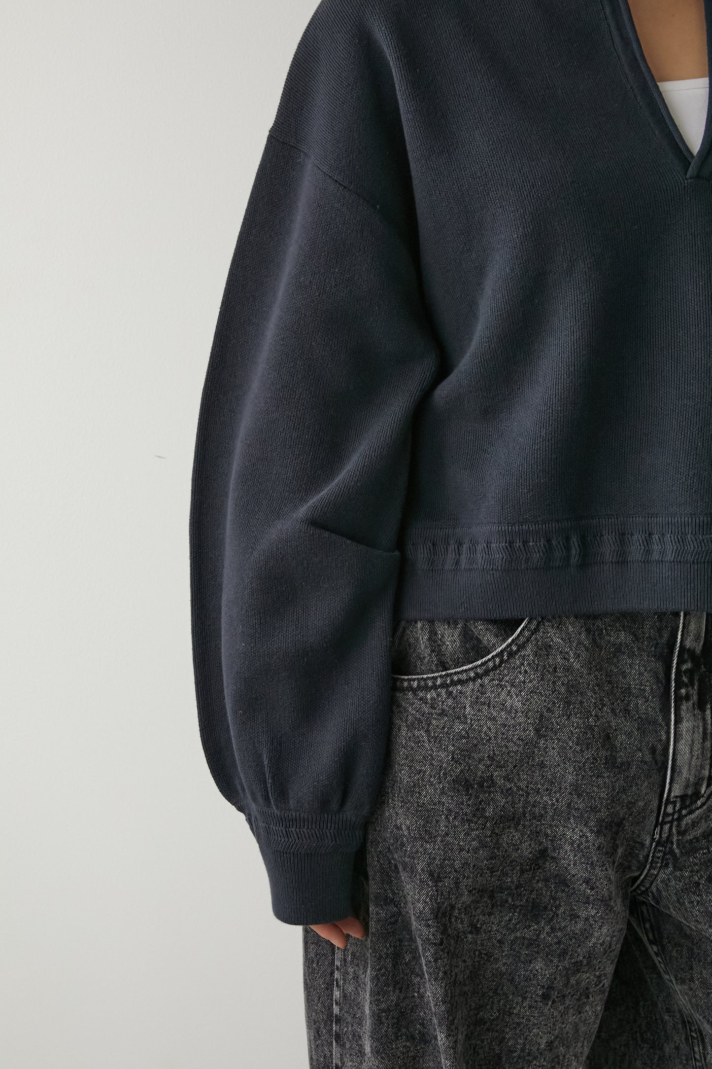 スキッパーニットトップス【NAVY】