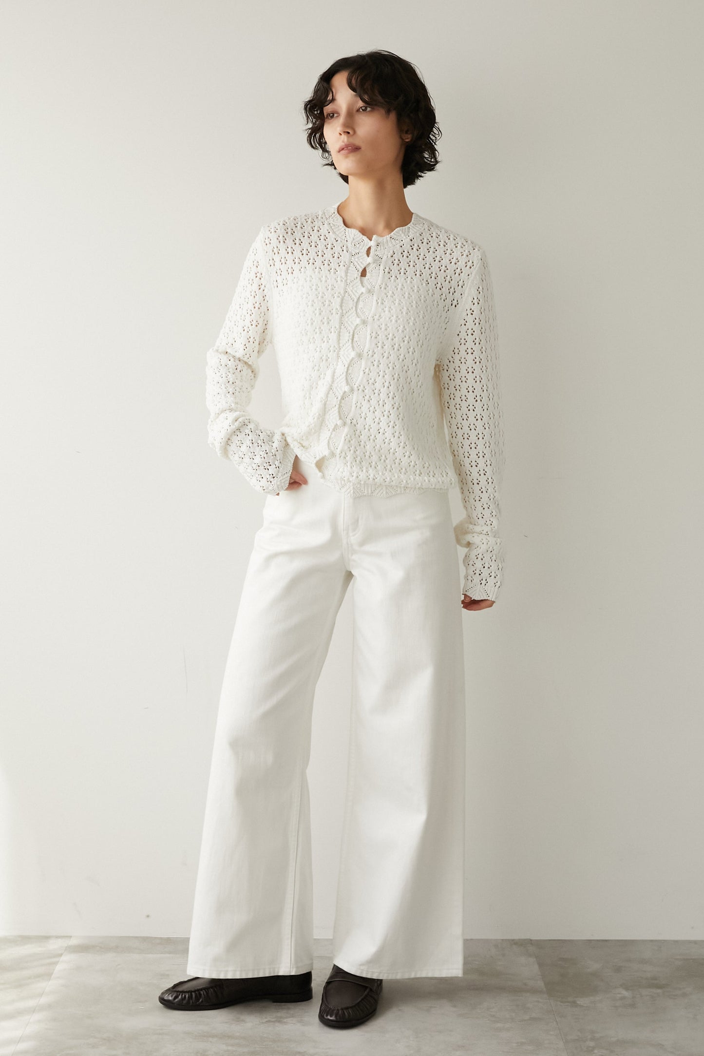 アイレットカーディガン【WHITE】