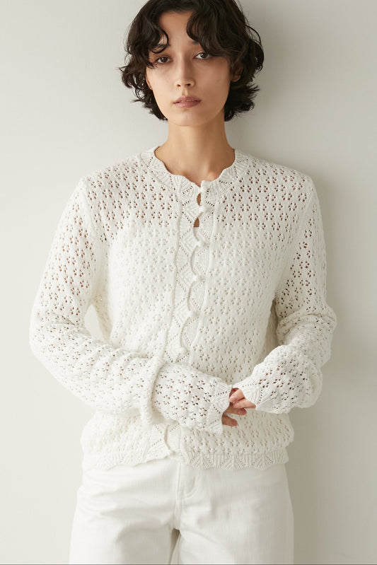 アイレットカーディガン【WHITE】
