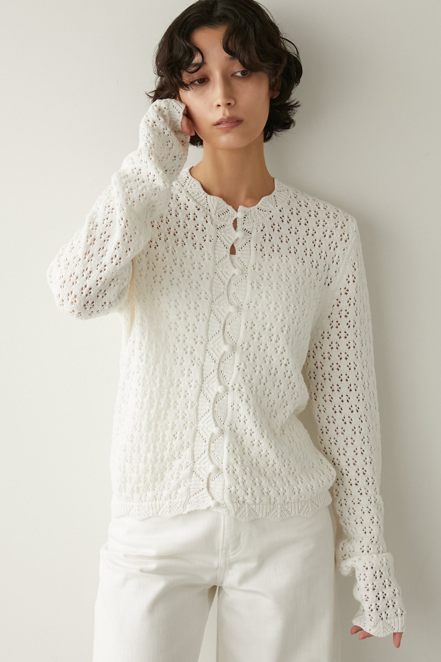 アイレットカーディガン【WHITE】