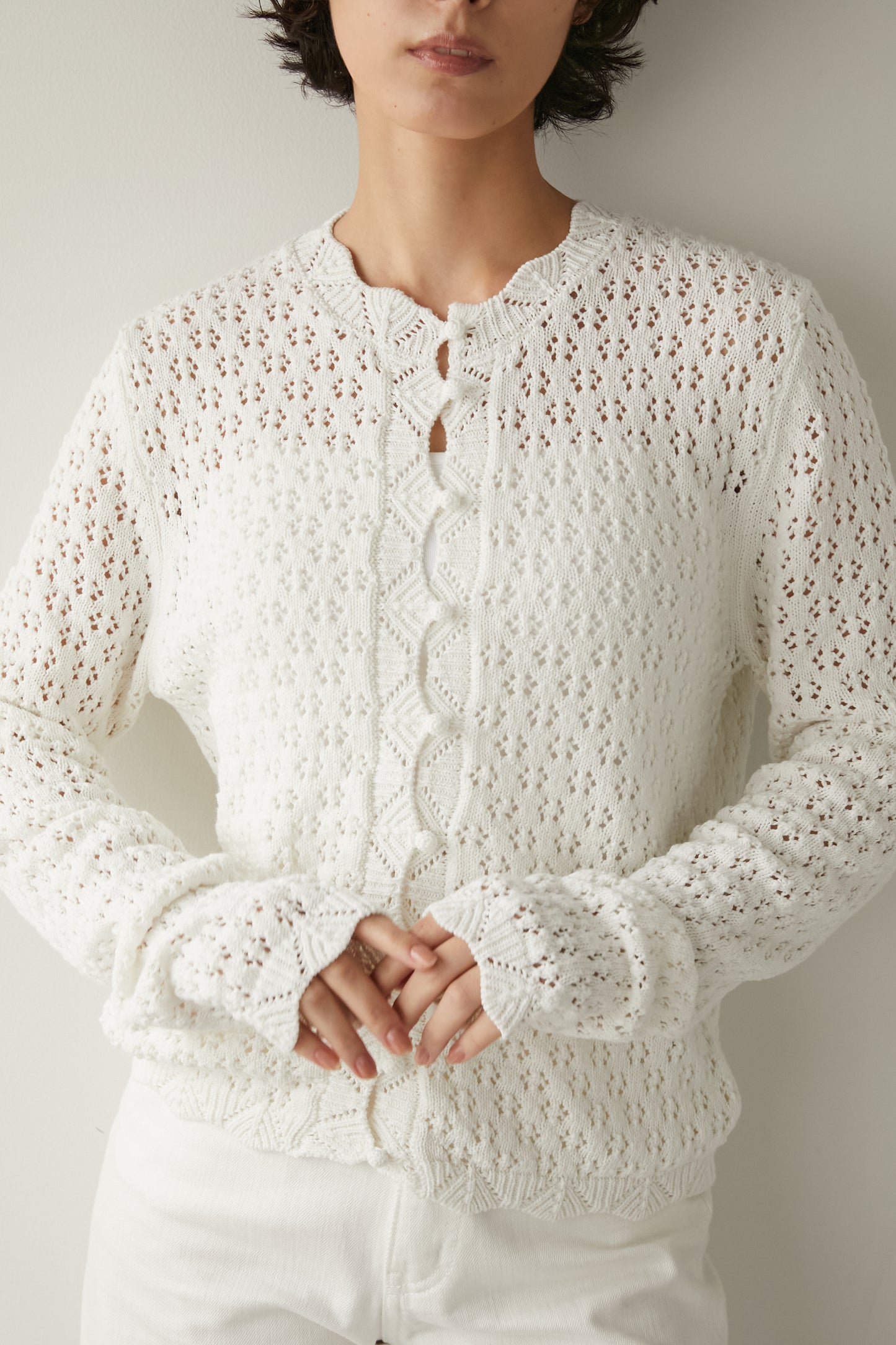 アイレットカーディガン【WHITE】