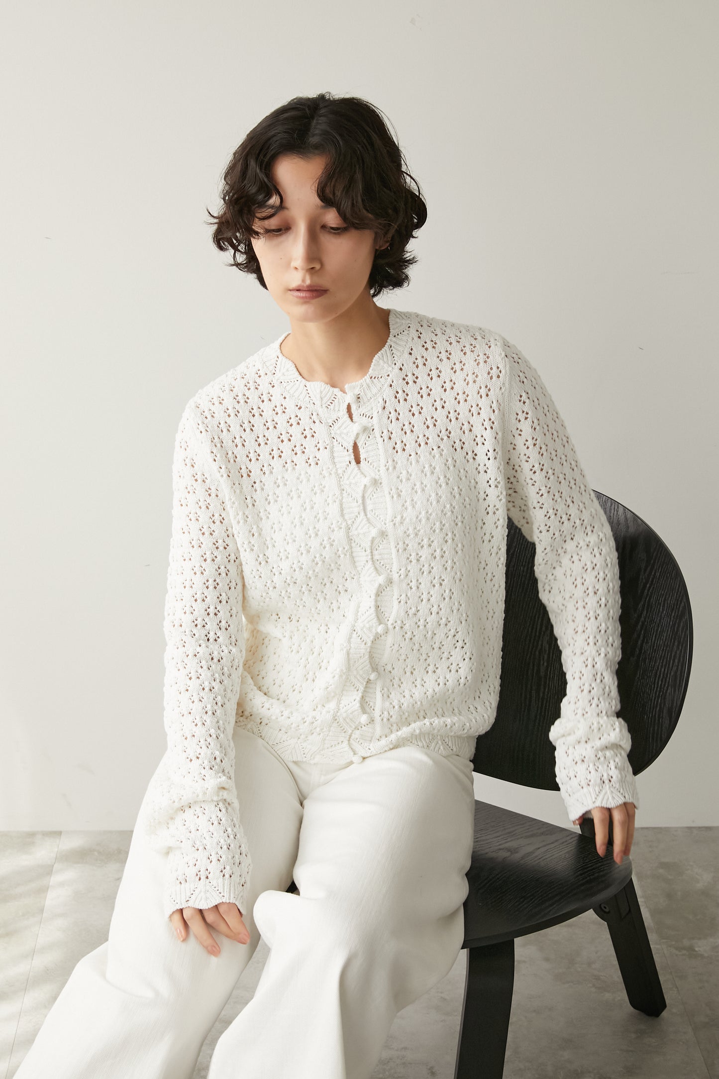 アイレットカーディガン【WHITE】
