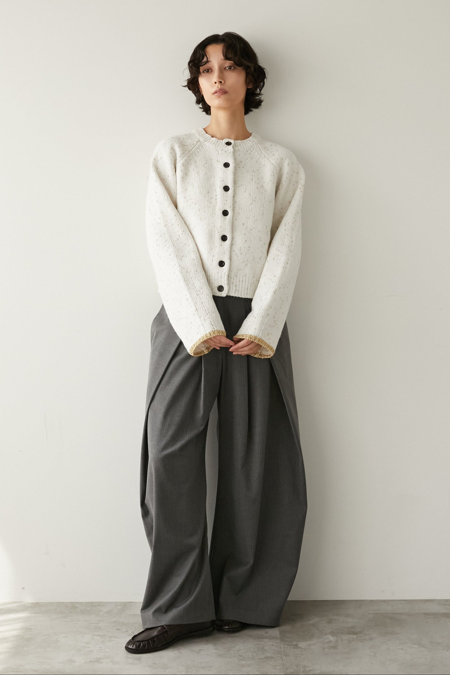 2wayラメノットニットカーディガン【WHITE】