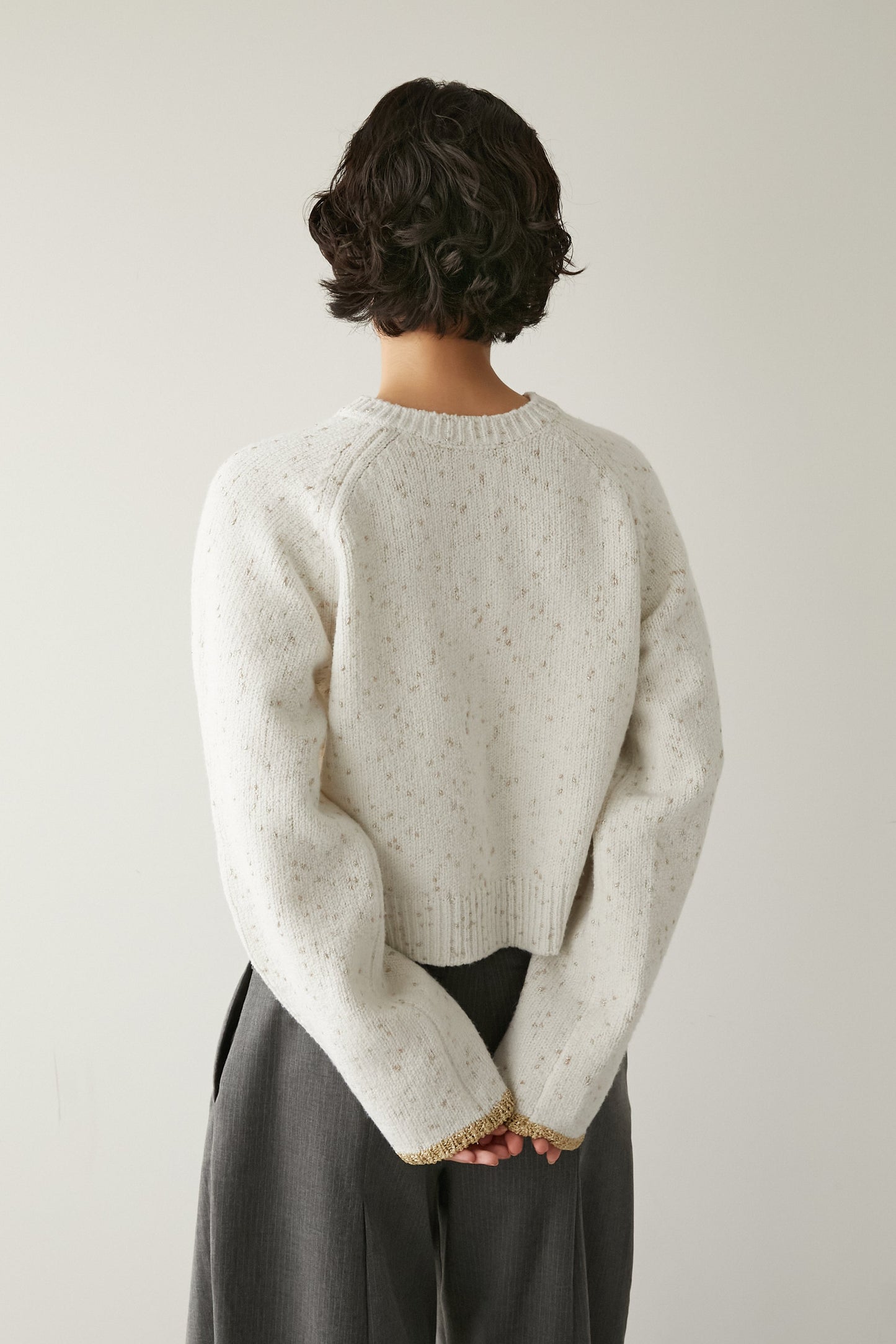 2wayラメノットニットカーディガン【WHITE】