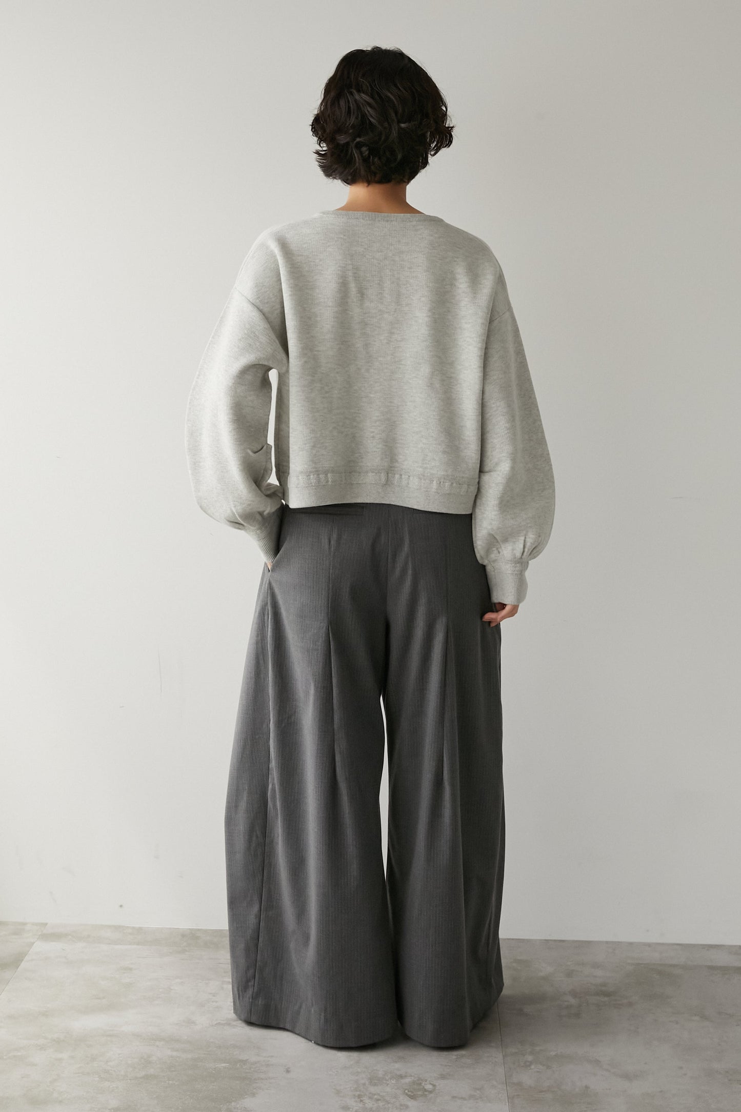 スキッパーニットトップス【GRAY】