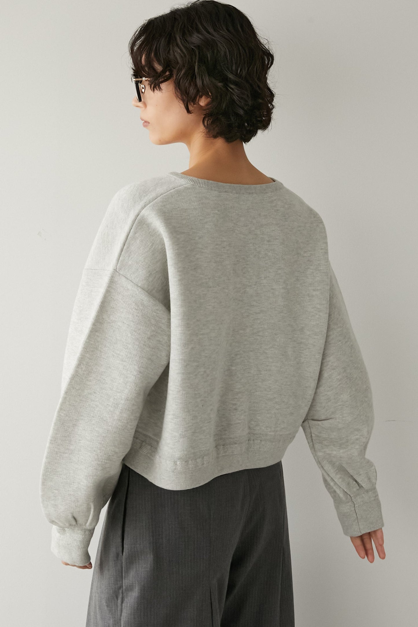 スキッパーニットトップス【GRAY】