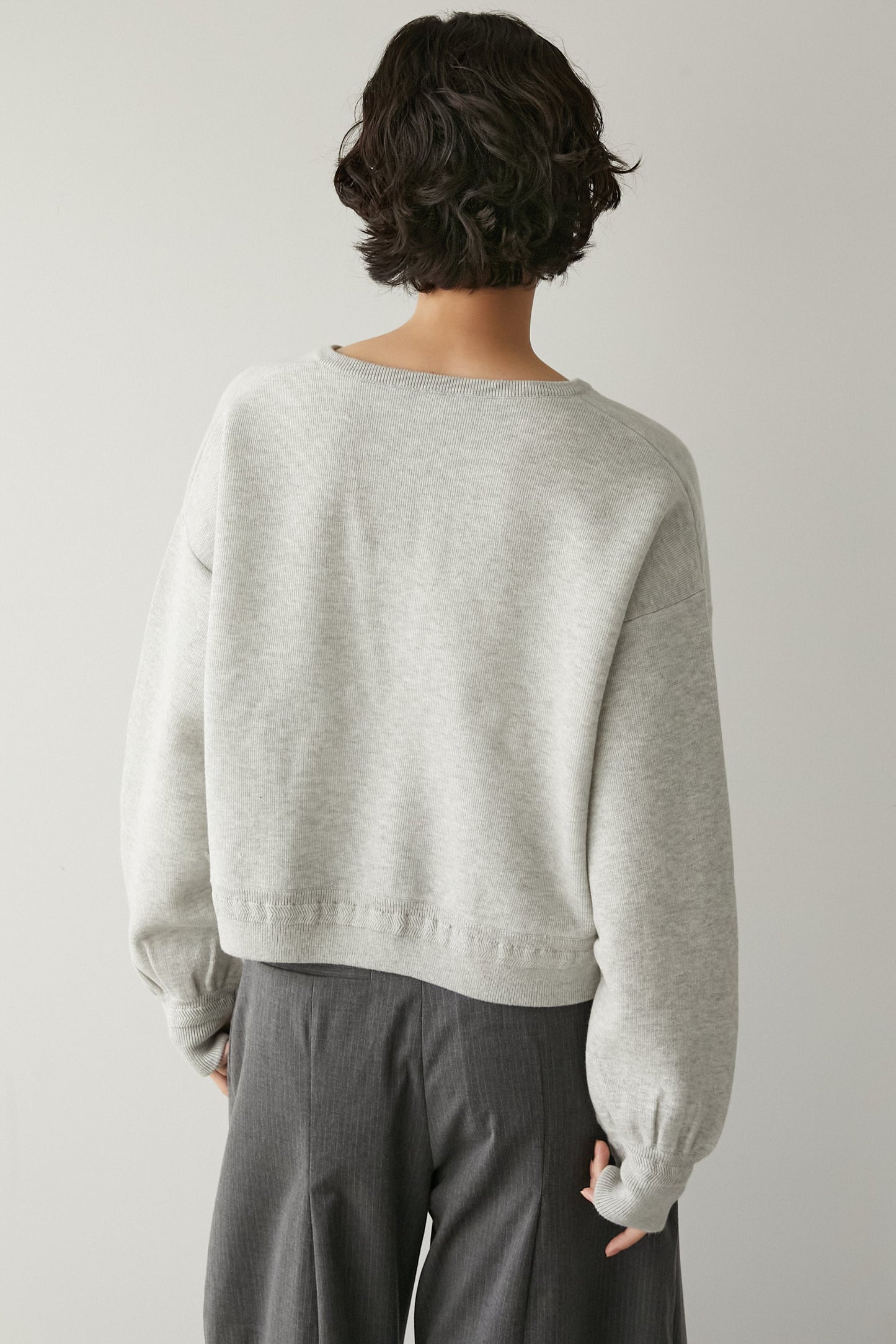 スキッパーニットトップス【GRAY】