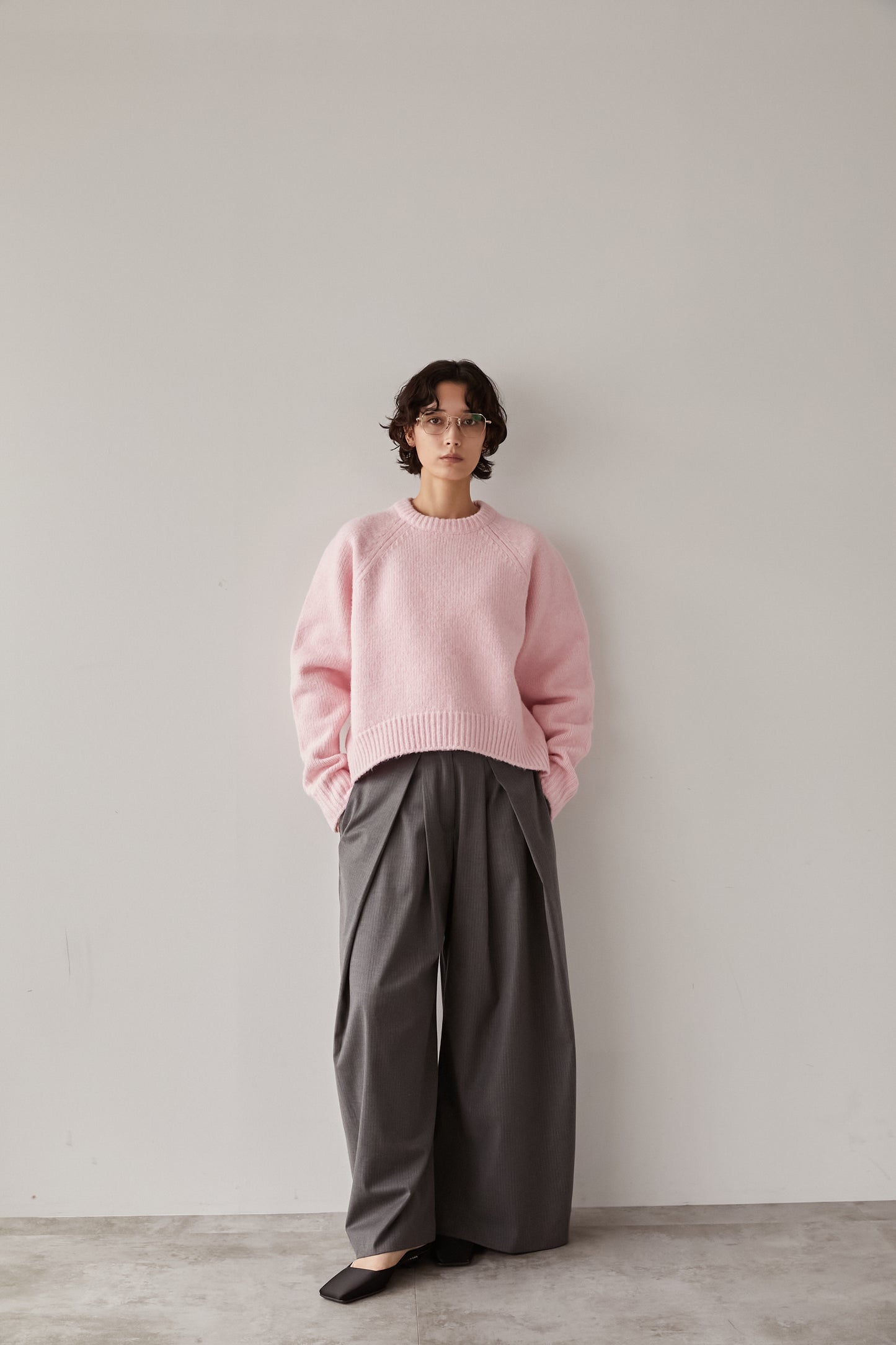 オーバークルーネックニット【PINK】