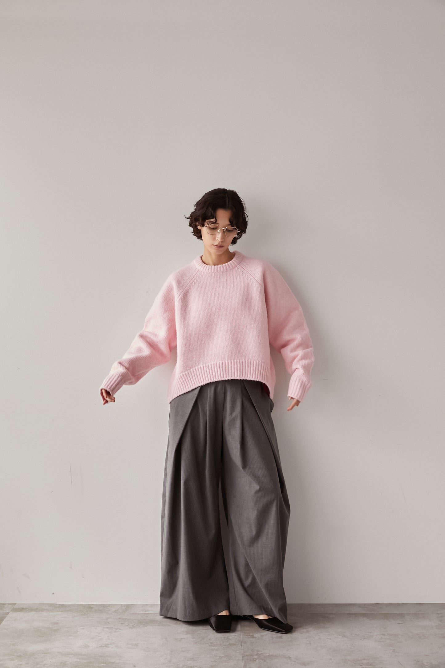 オーバークルーネックニット【PINK】