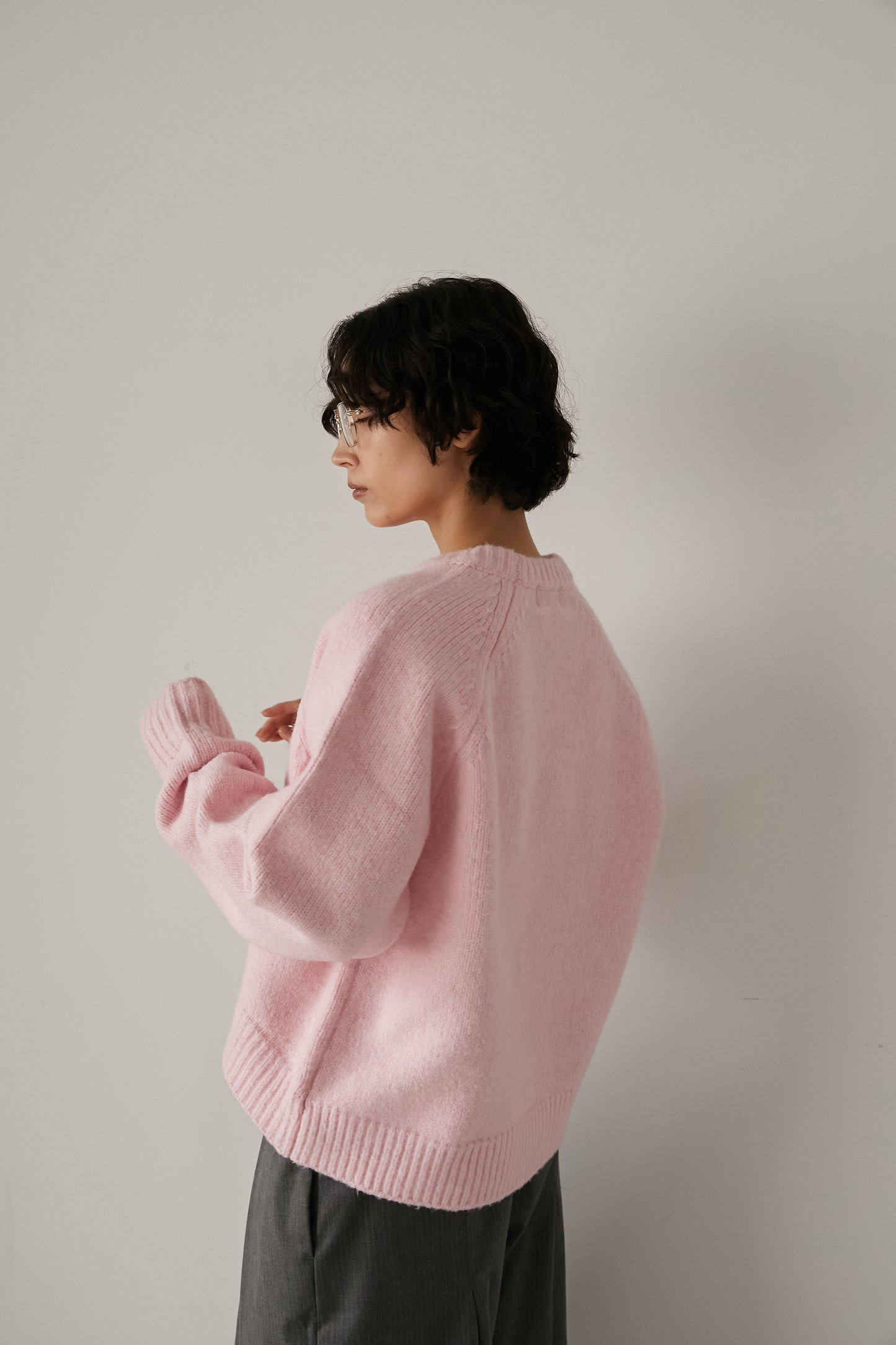 オーバークルーネックニット【PINK】