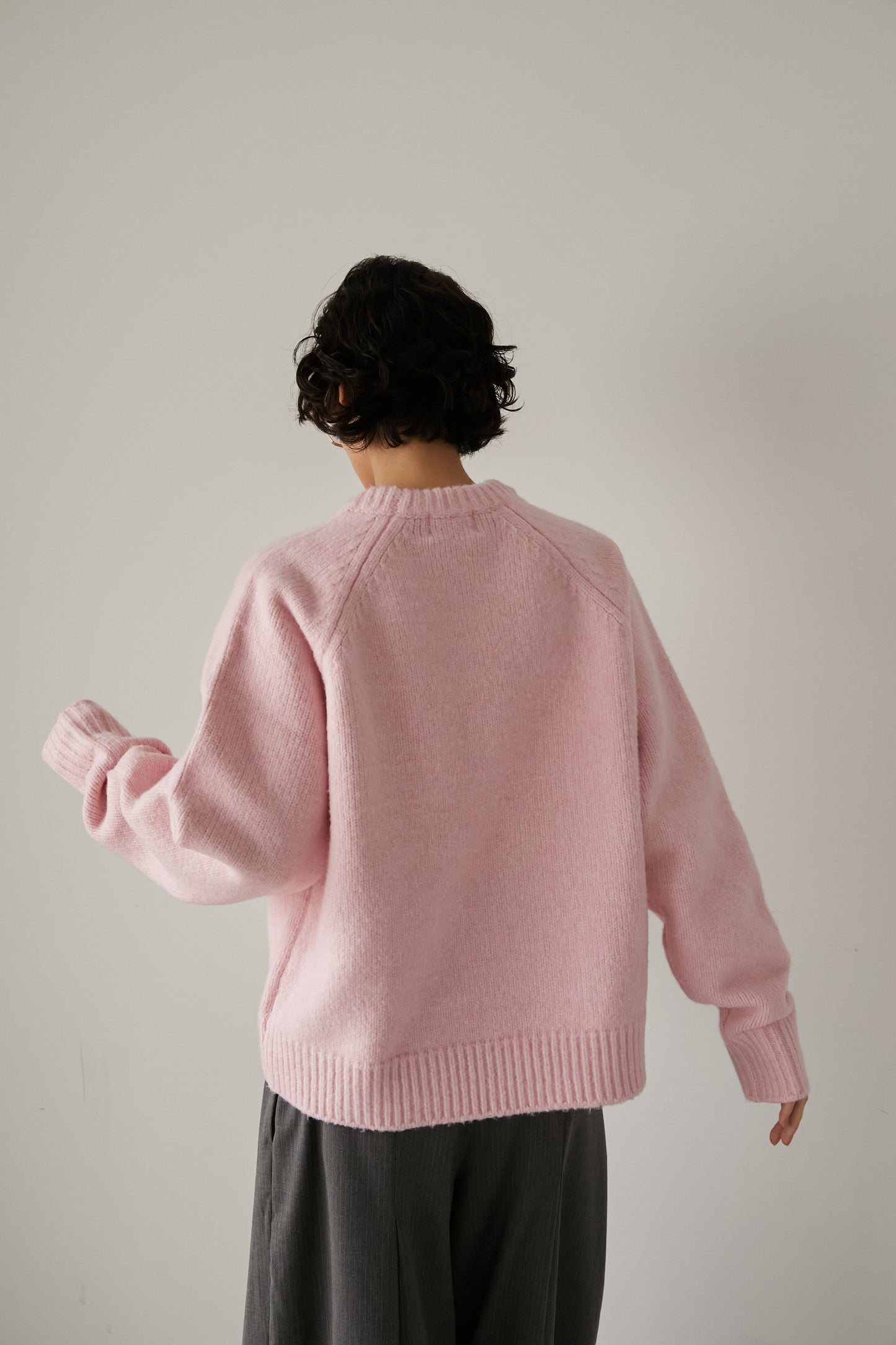 オーバークルーネックニット【PINK】
