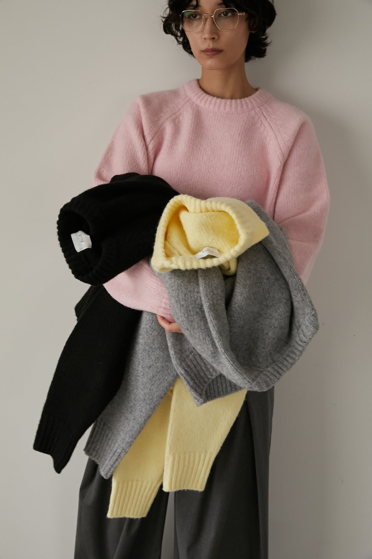 オーバークルーネックニット【GRAY】