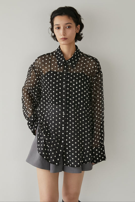 シアーオーバーシャツ【BLACK(MULTI)】
