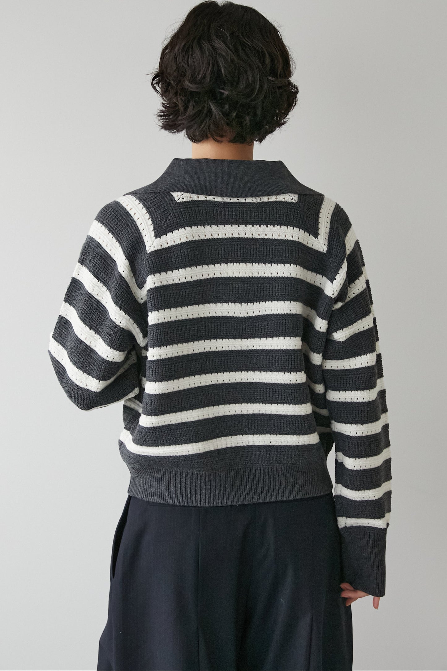 アイレットボーダーニット【GRAY】