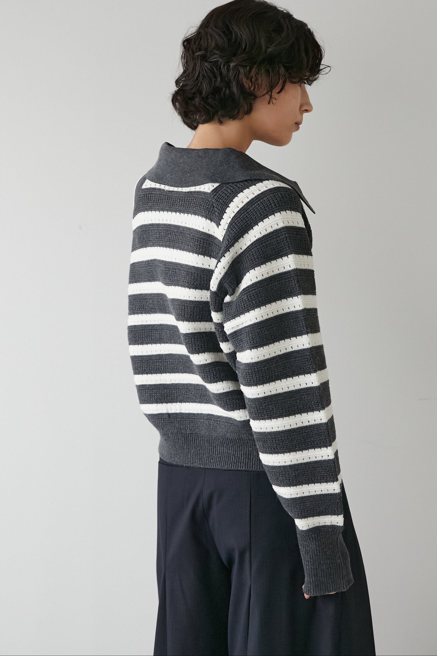 アイレットボーダーニット【GRAY】