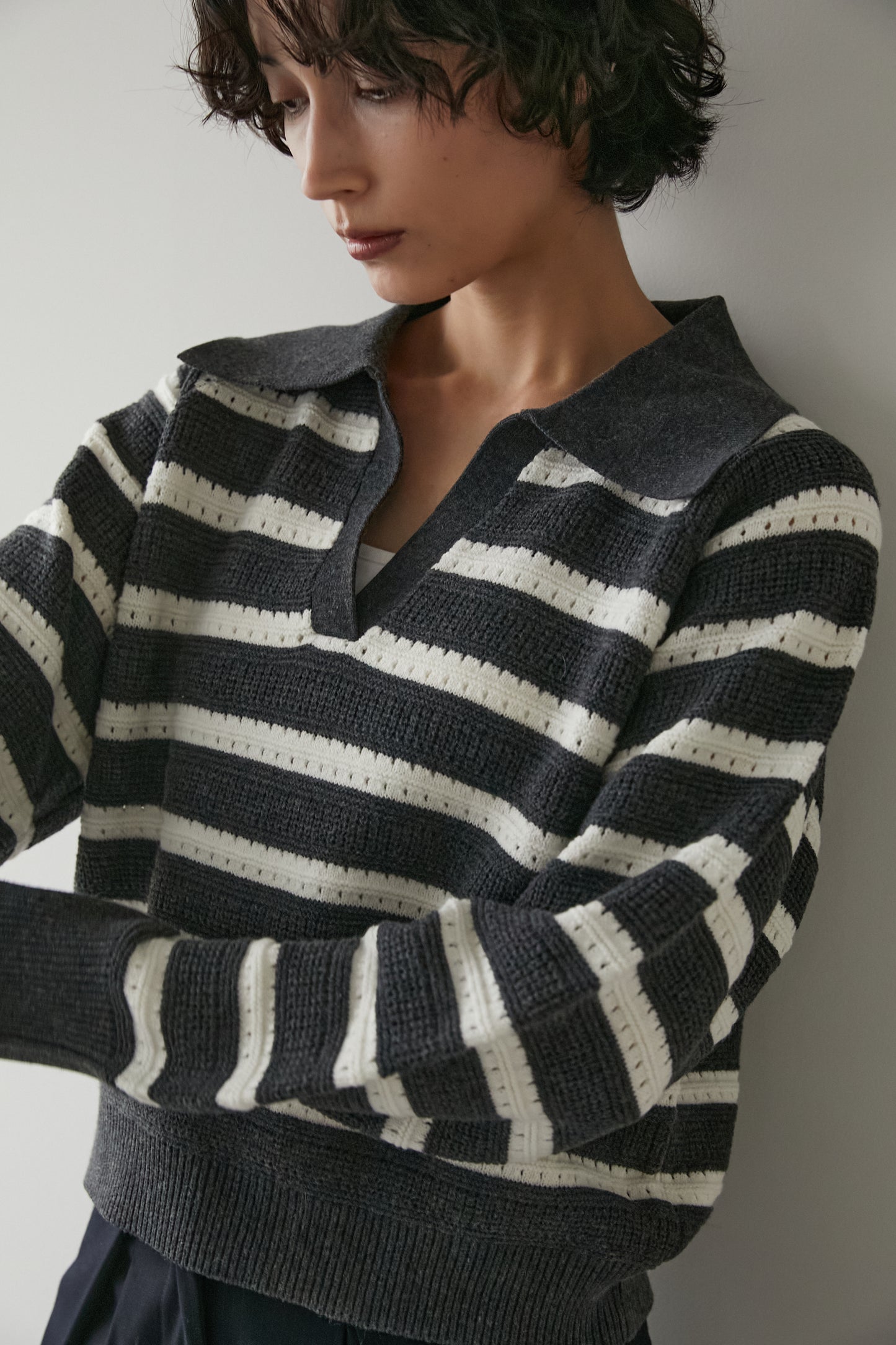 アイレットボーダーニット【GRAY】