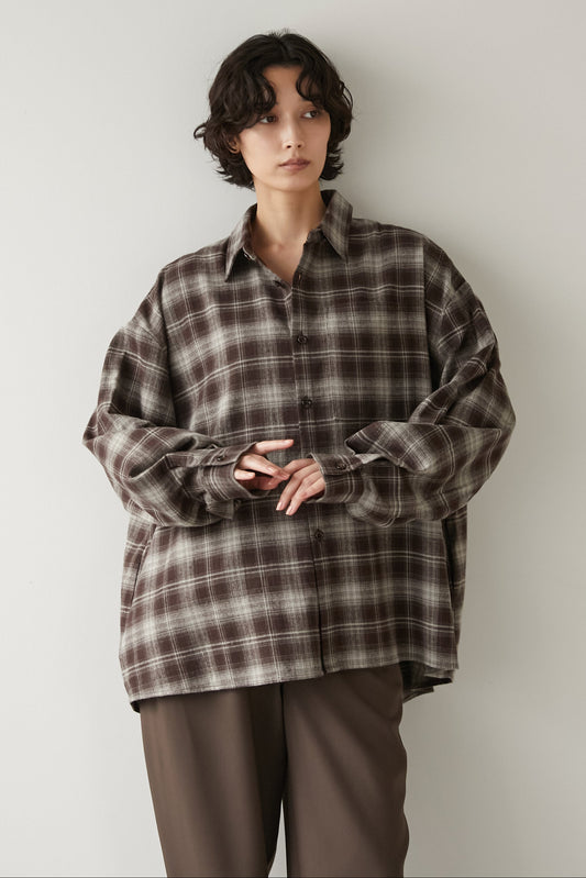 チェックオーバーシャツ【BROWN】