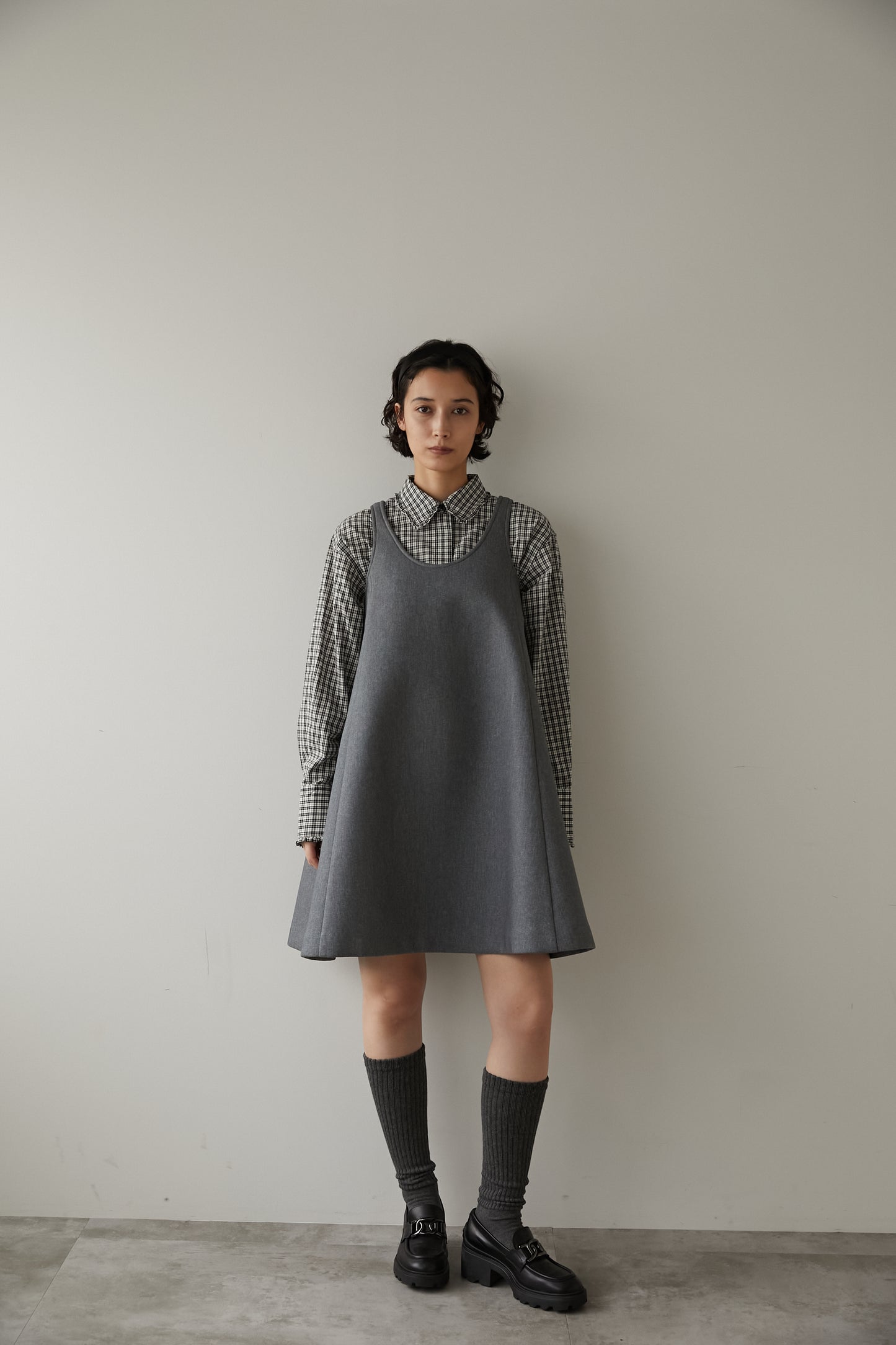ボンディングミニドレス【GRAY】