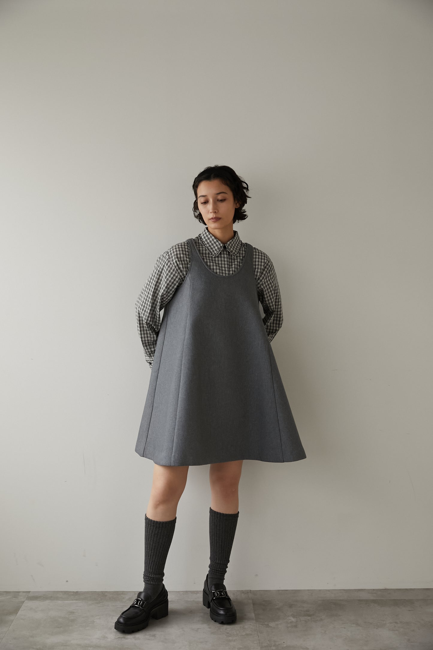 ボンディングミニドレス【GRAY】