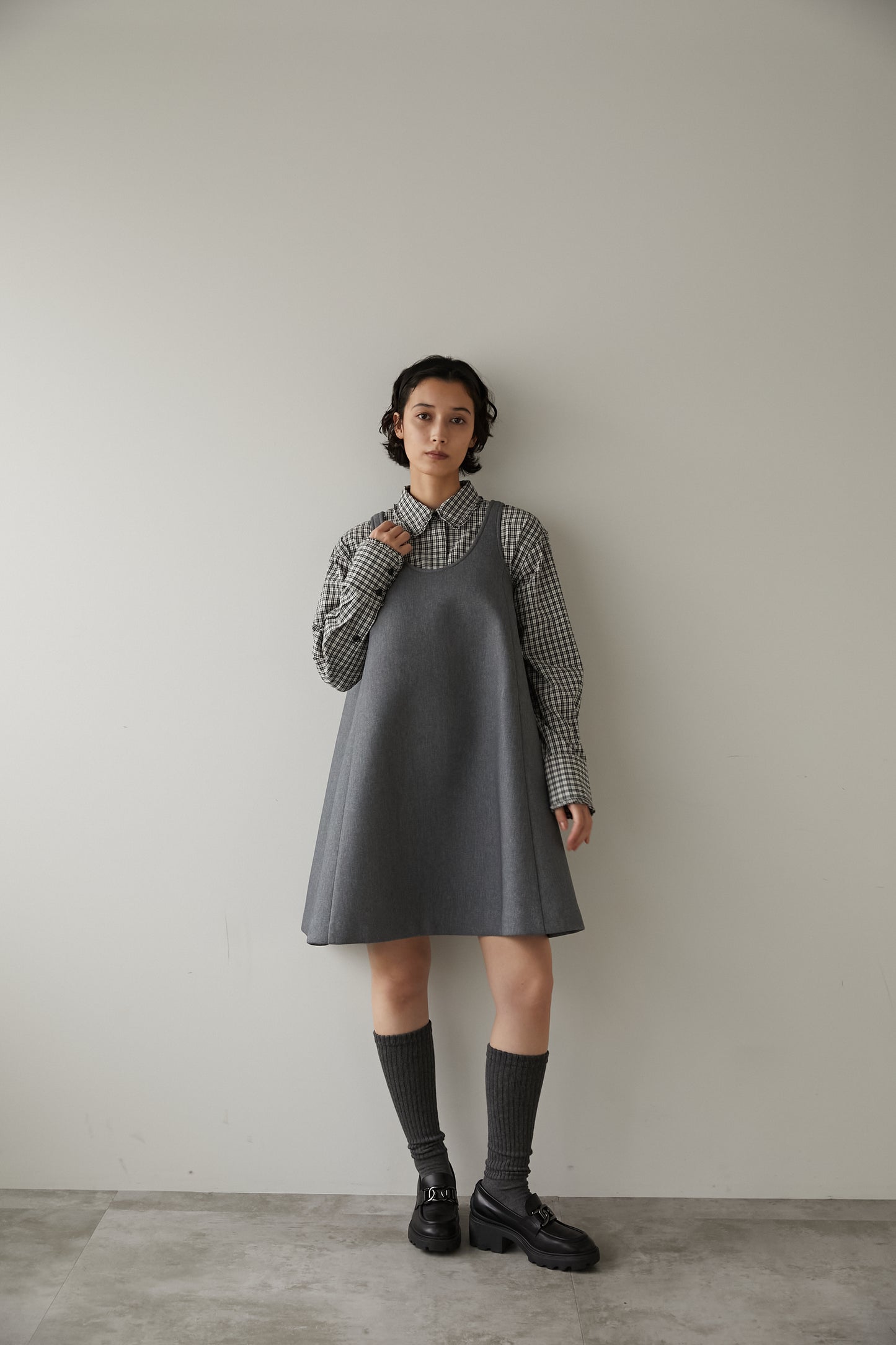 ボンディングミニドレス【GRAY】