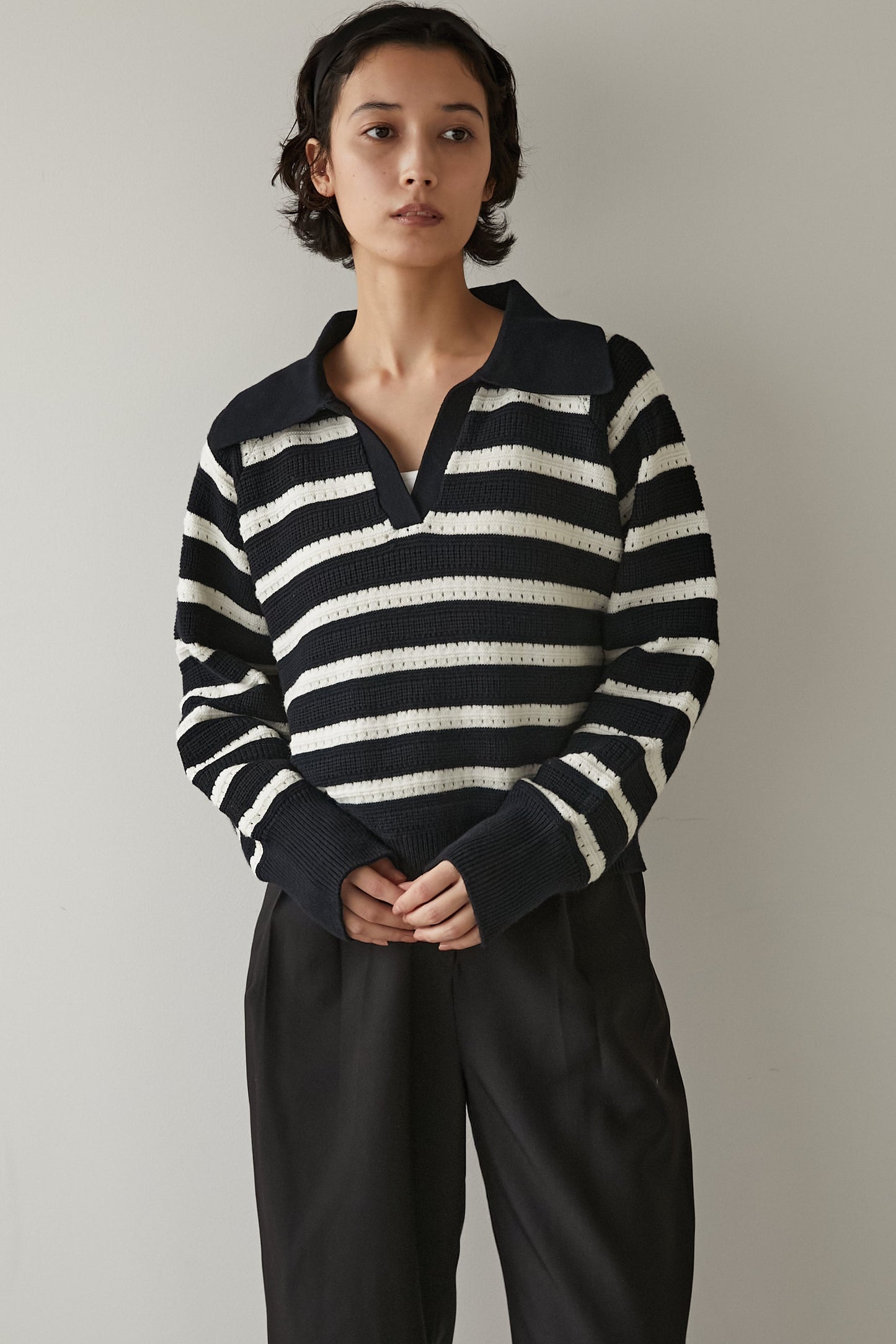 アイレットボーダーニット【NAVY】