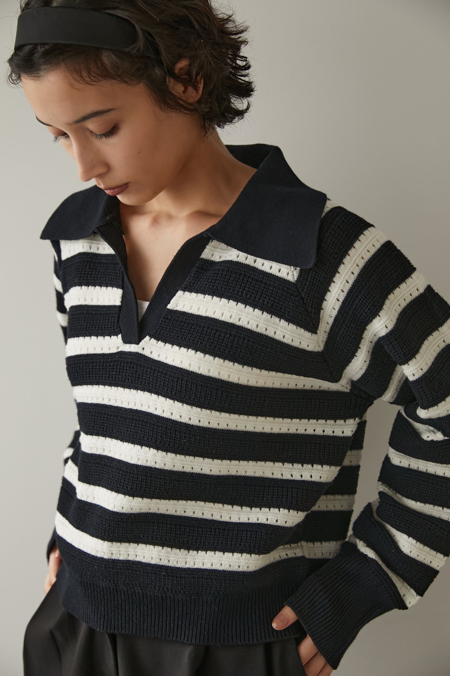 アイレットボーダーニット【NAVY】