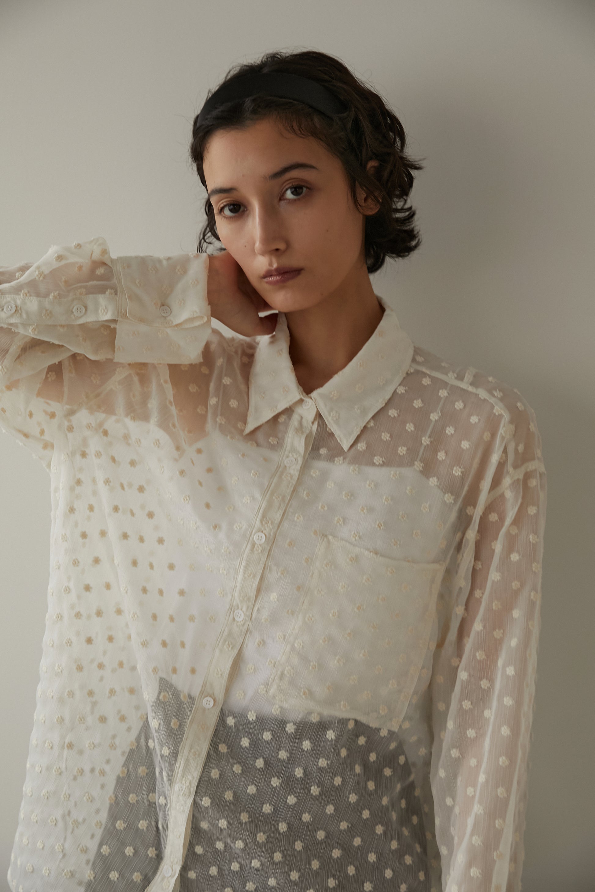 シアーオーバーシャツ【WHITE(MULTI)】 – ELLIE