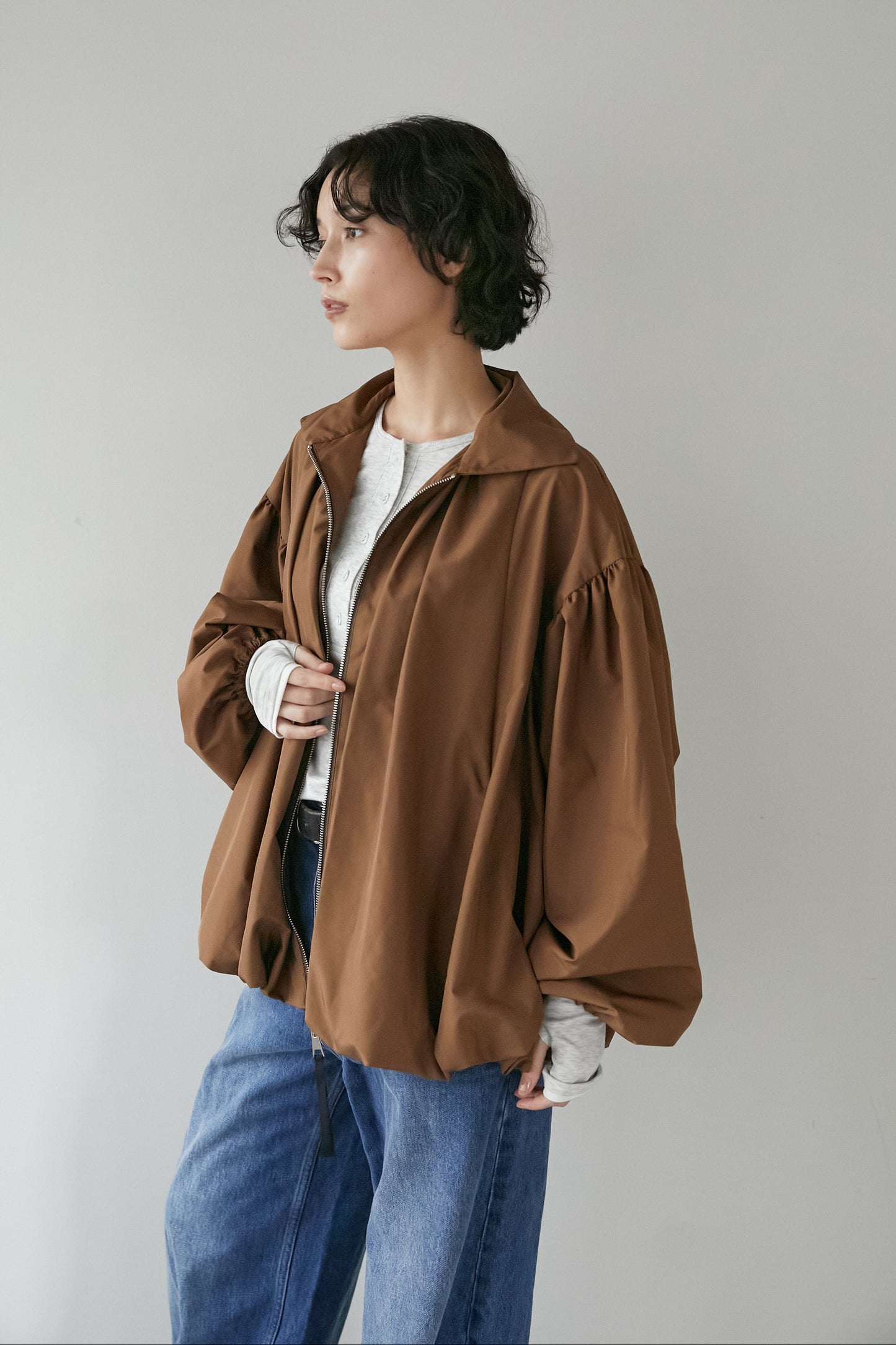バルーンギャザーブルゾン【BROWN】