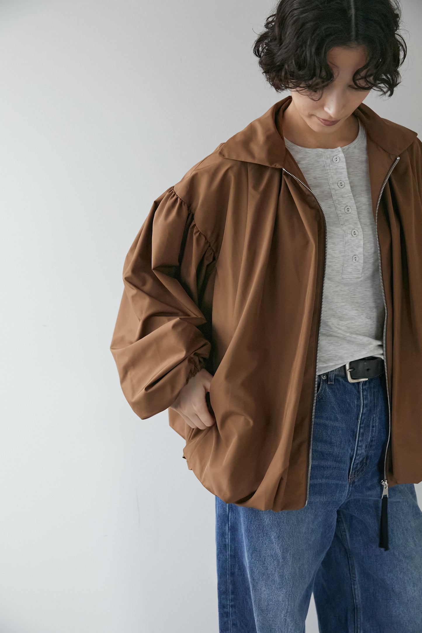 バルーンギャザーブルゾン【BROWN】