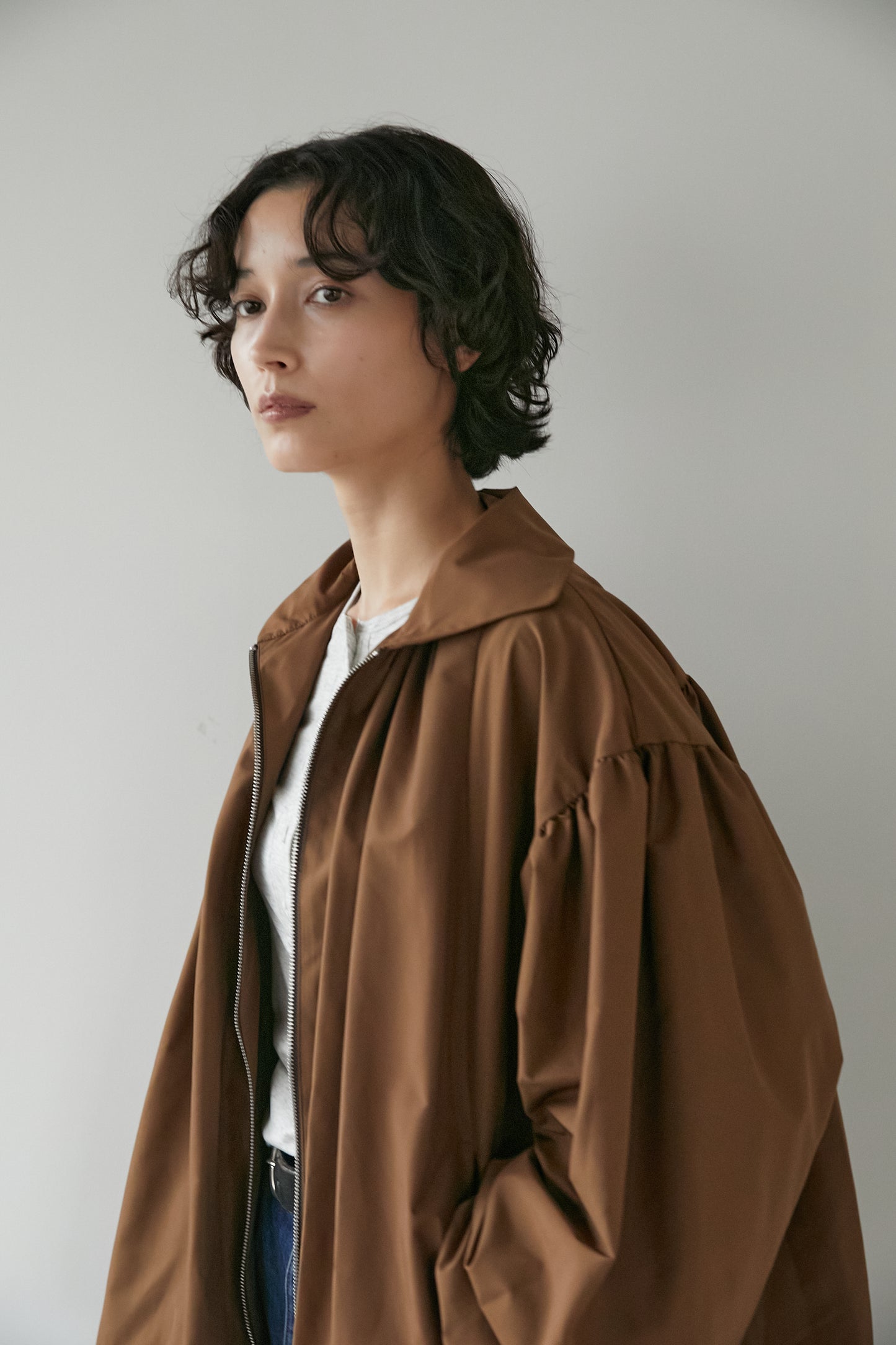バルーンギャザーブルゾン【BROWN】