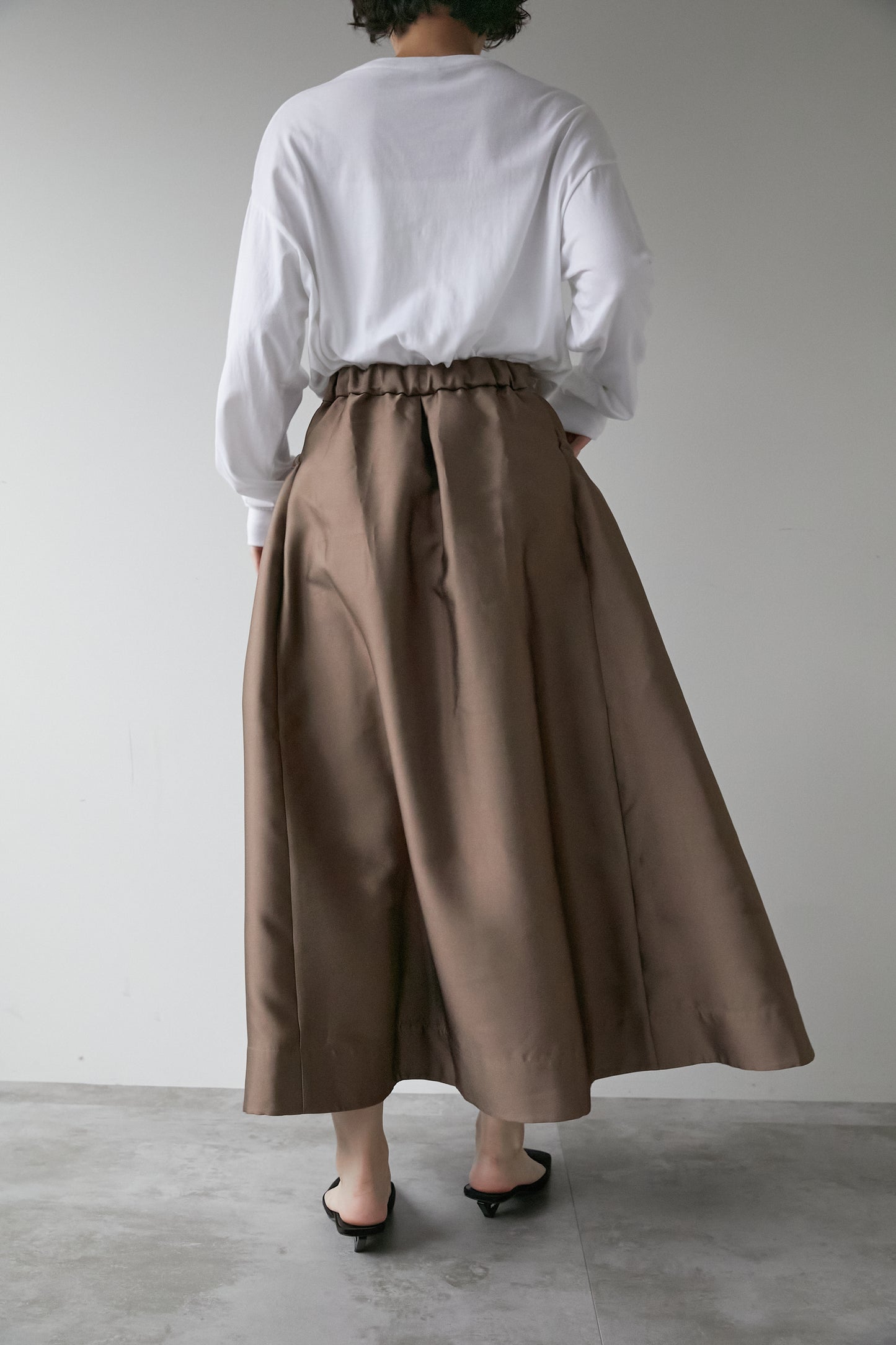 コードギャザースカート【BROWN】