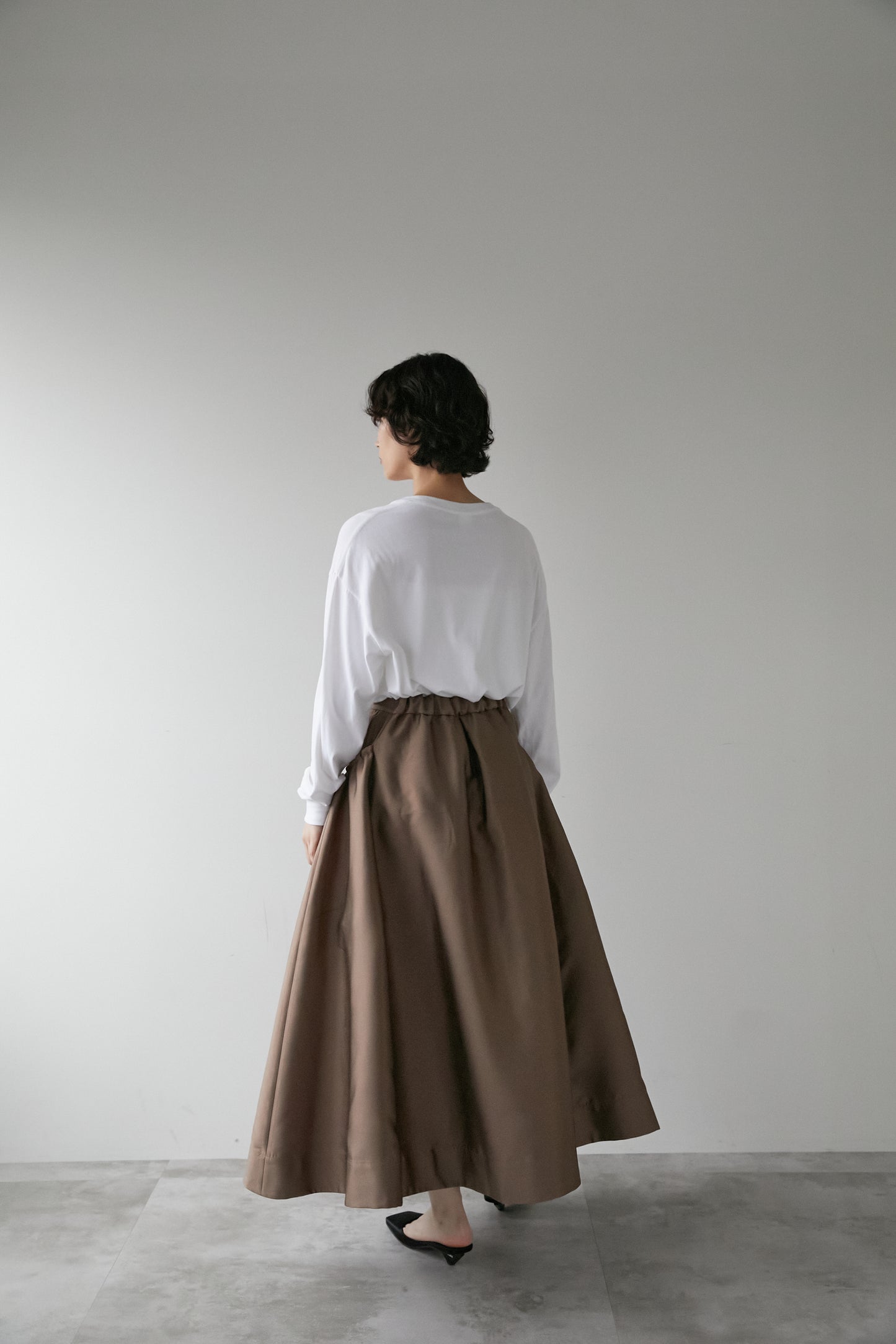 コードギャザースカート【BROWN】