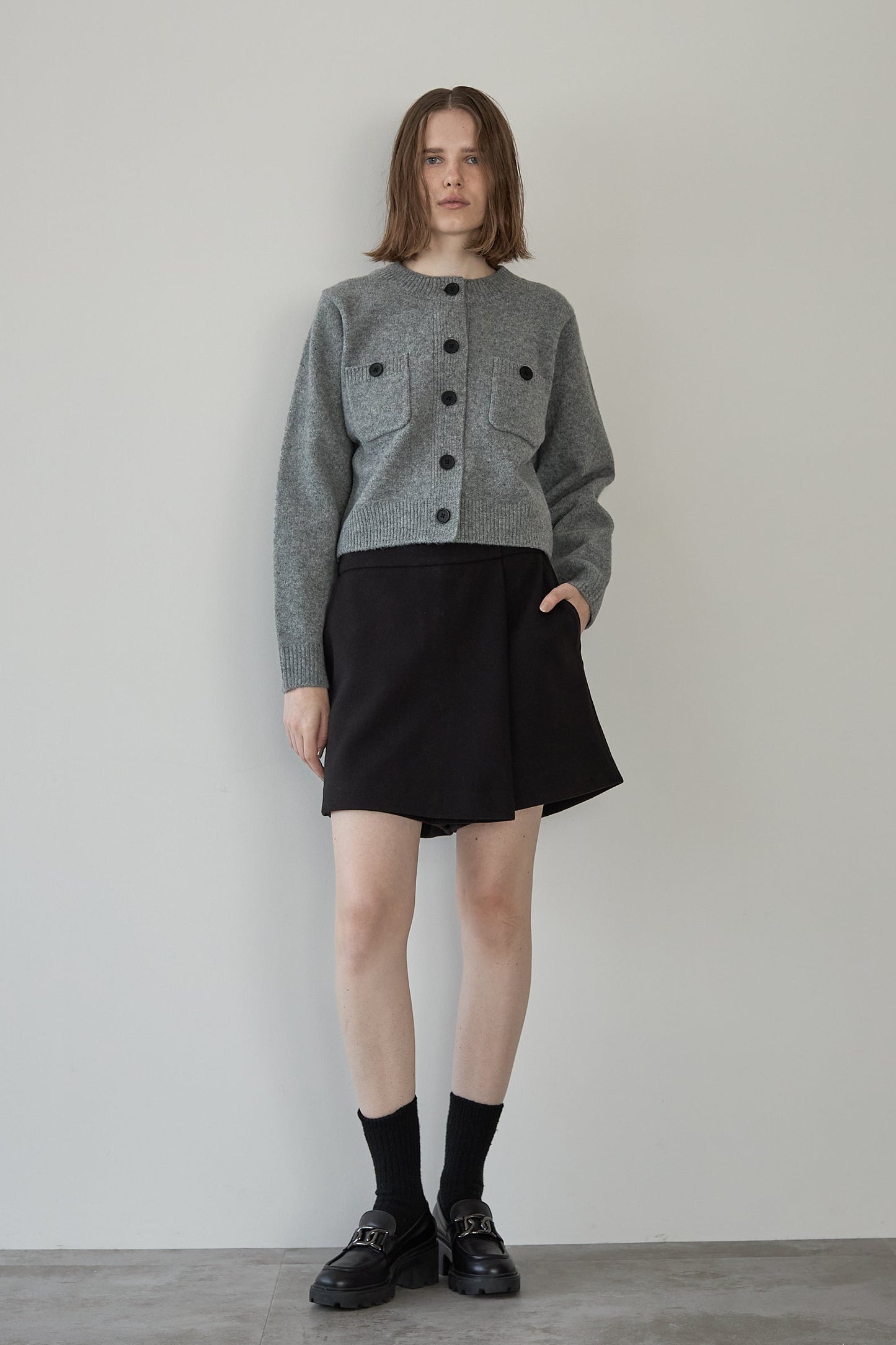 ボタンカーディガン【GRAY】