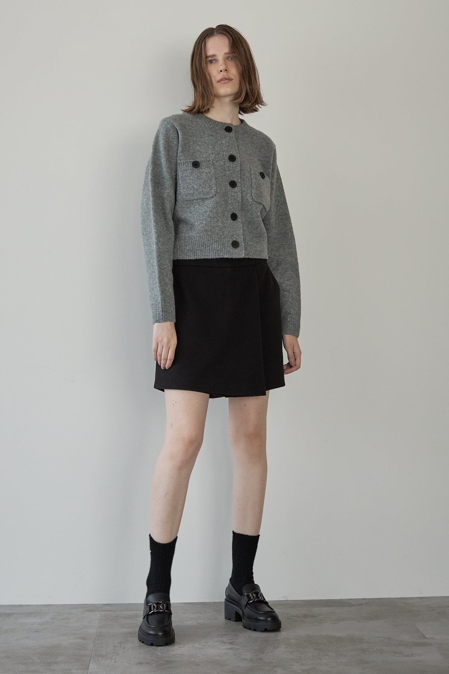 ボタンカーディガン【GRAY】