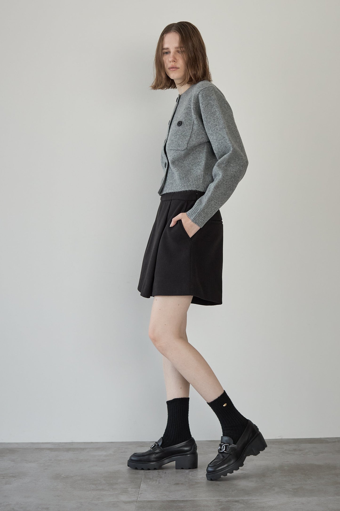 ボタンカーディガン【GRAY】