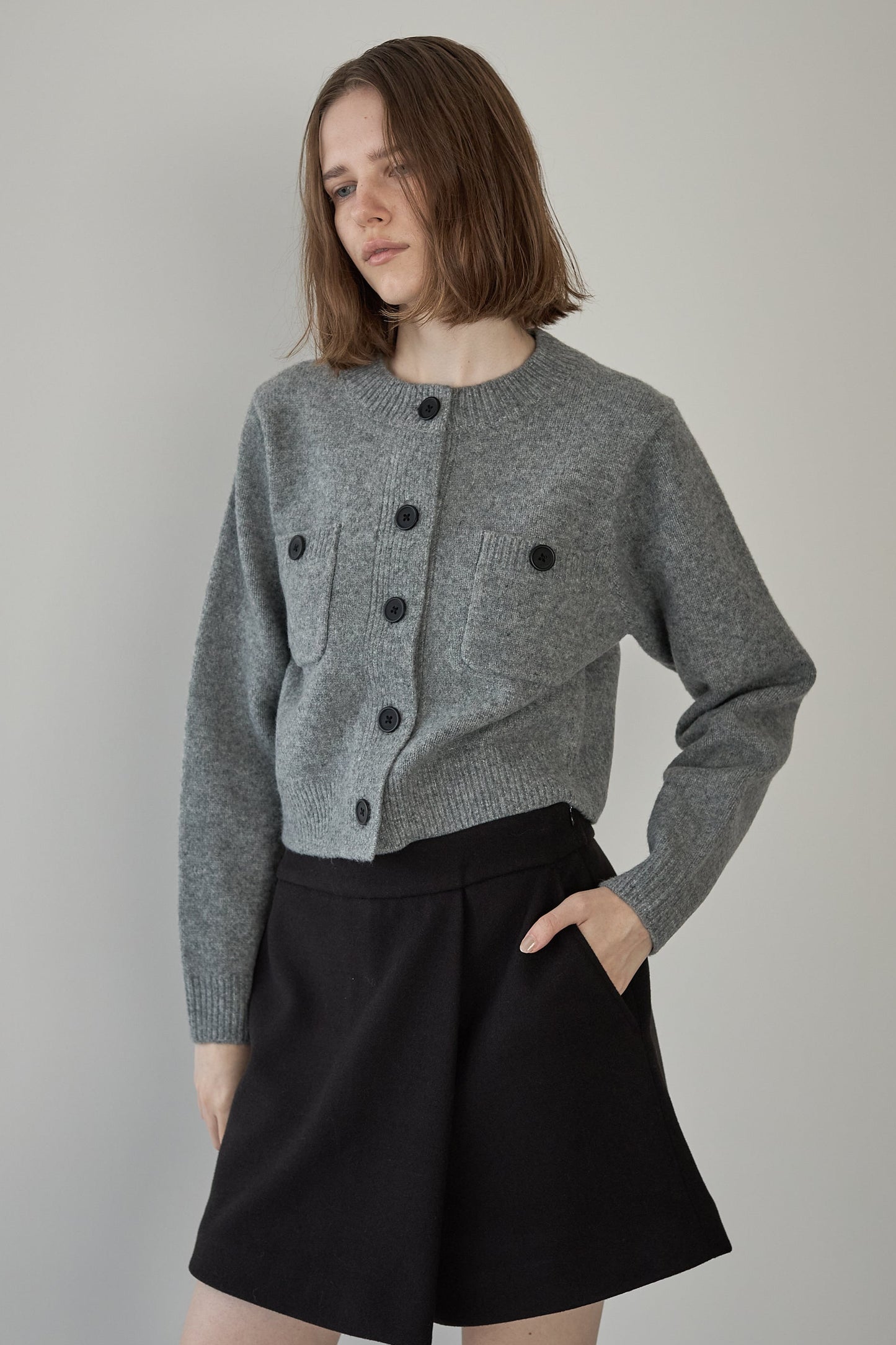 ボタンカーディガン【GRAY】