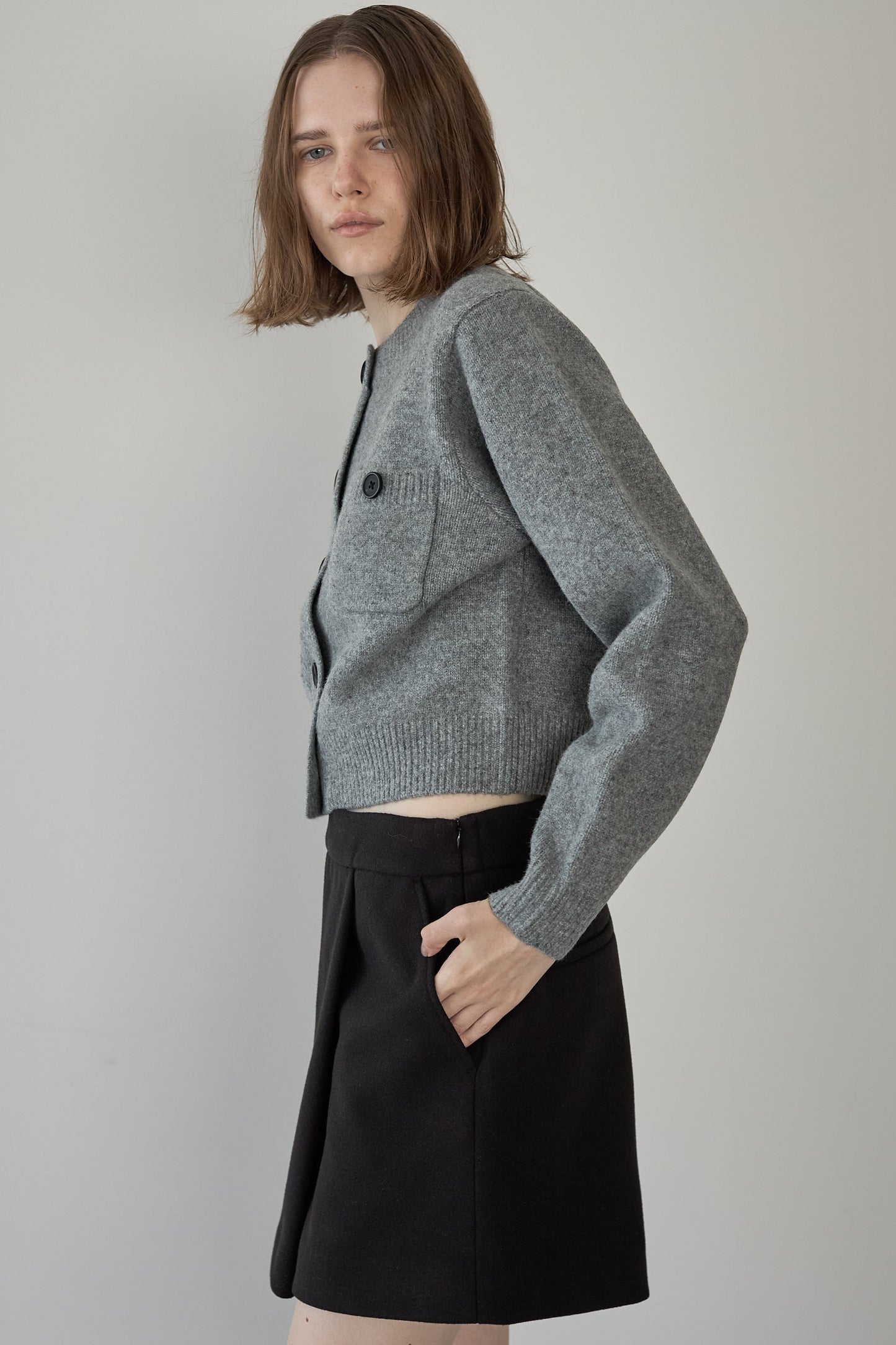 ボタンカーディガン【GRAY】