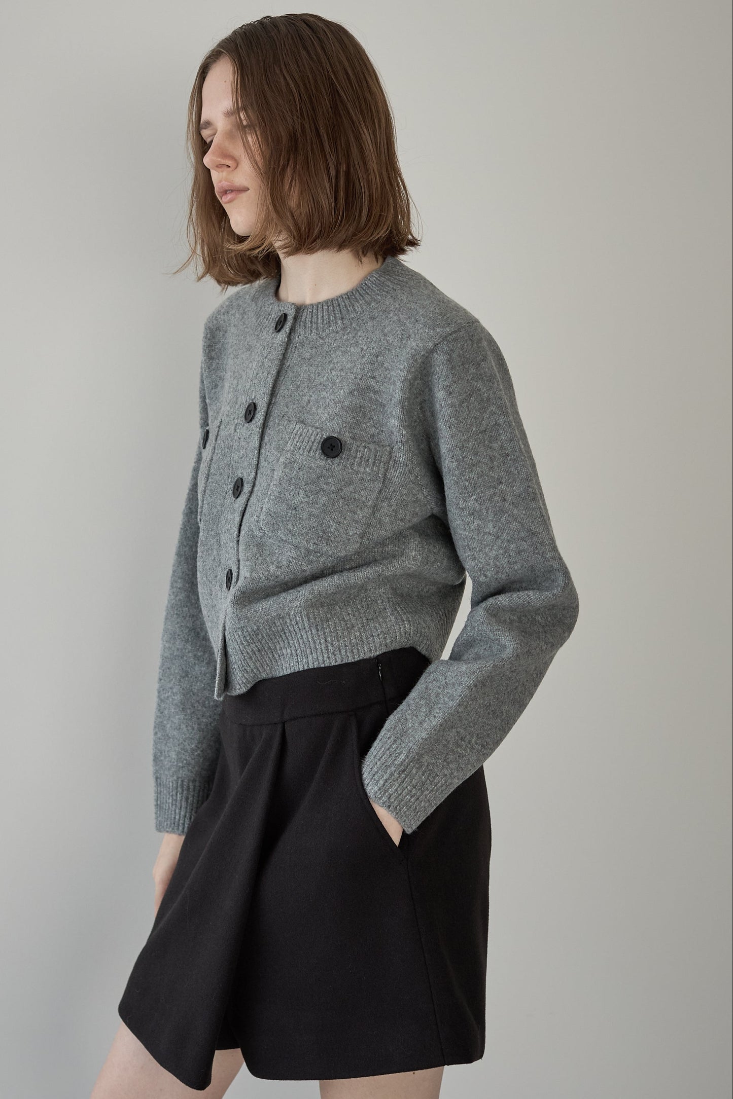 ボタンカーディガン【GRAY】