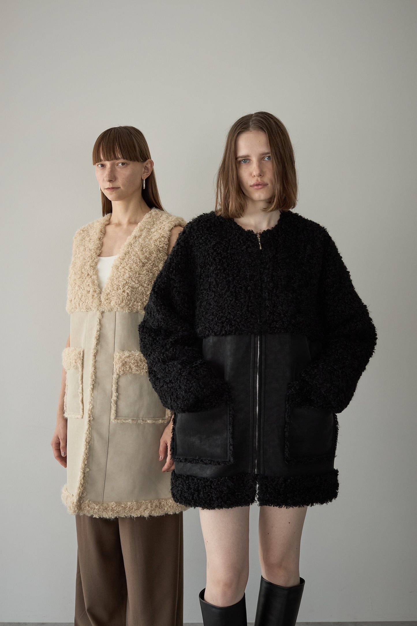 フェイクムートンアウター【BLACK】