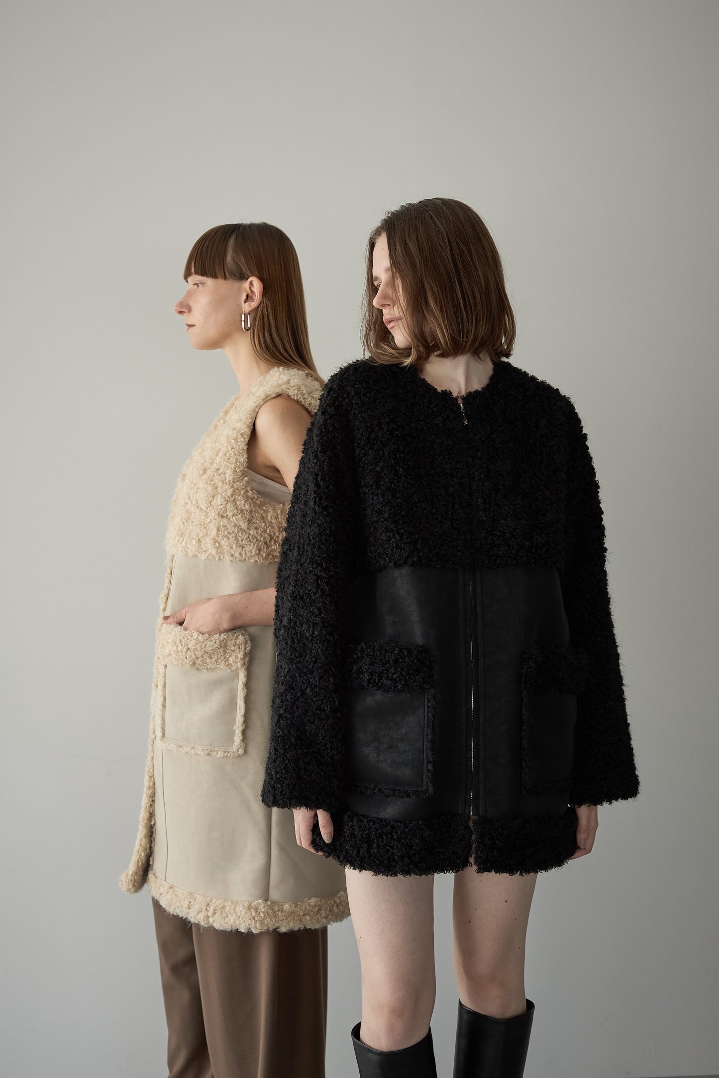 フェイクムートンアウター【BLACK】