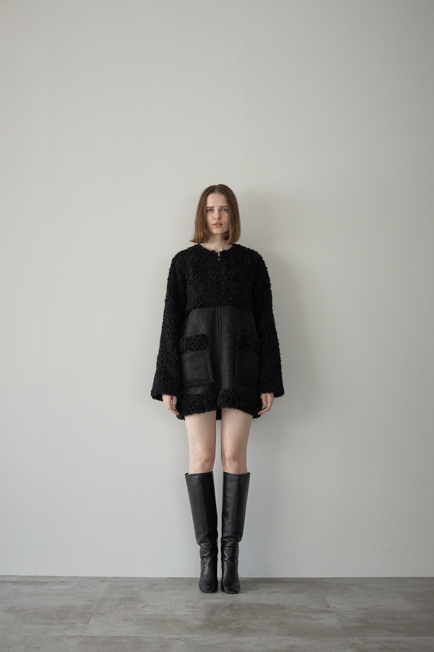 フェイクムートンアウター【BLACK】
