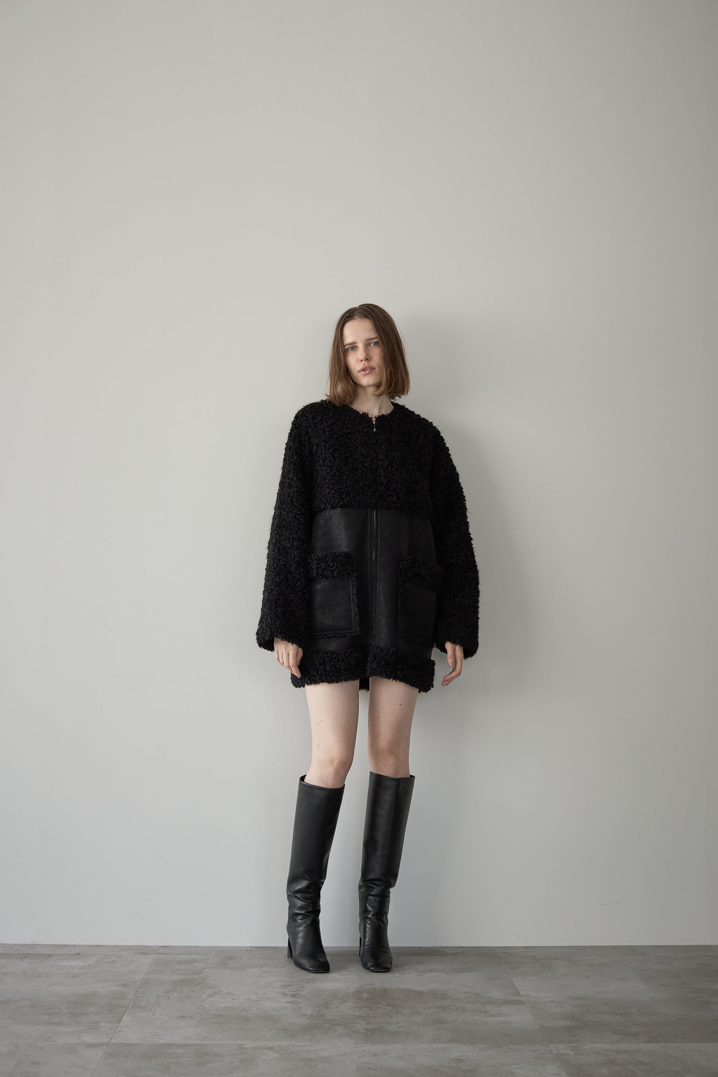 フェイクムートンアウター【BLACK】