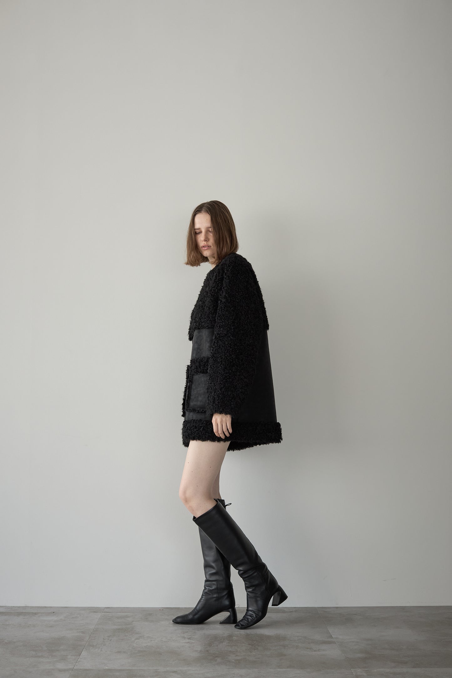 フェイクムートンアウター【BLACK】