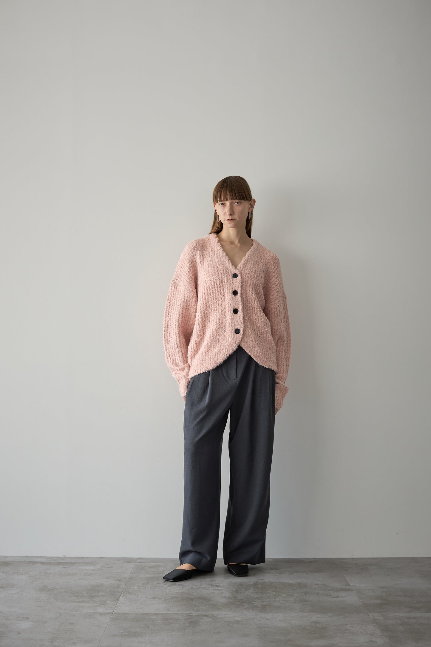 ロングブークレカーディガン【PINK】