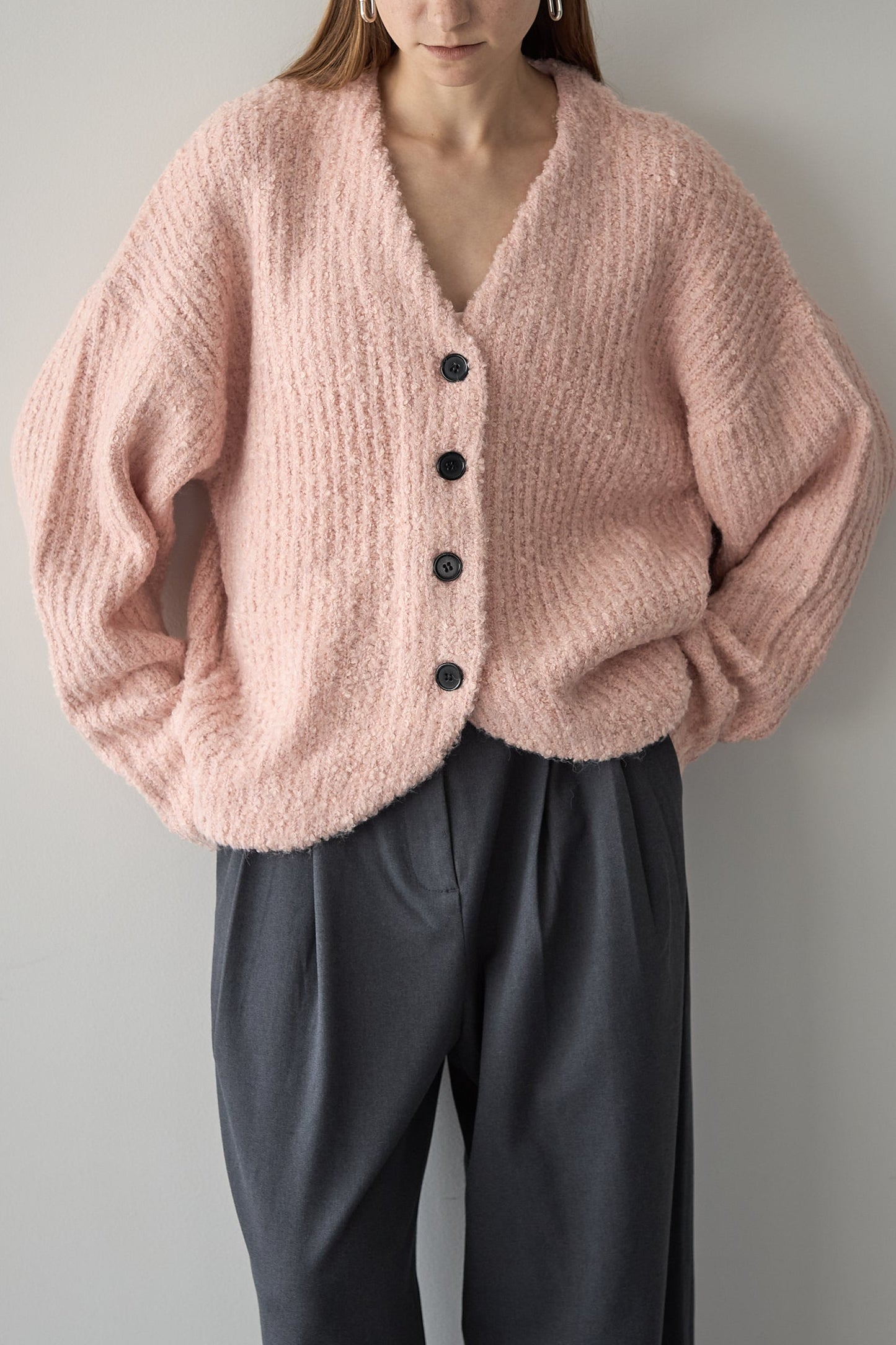 ロングブークレカーディガン【PINK】
