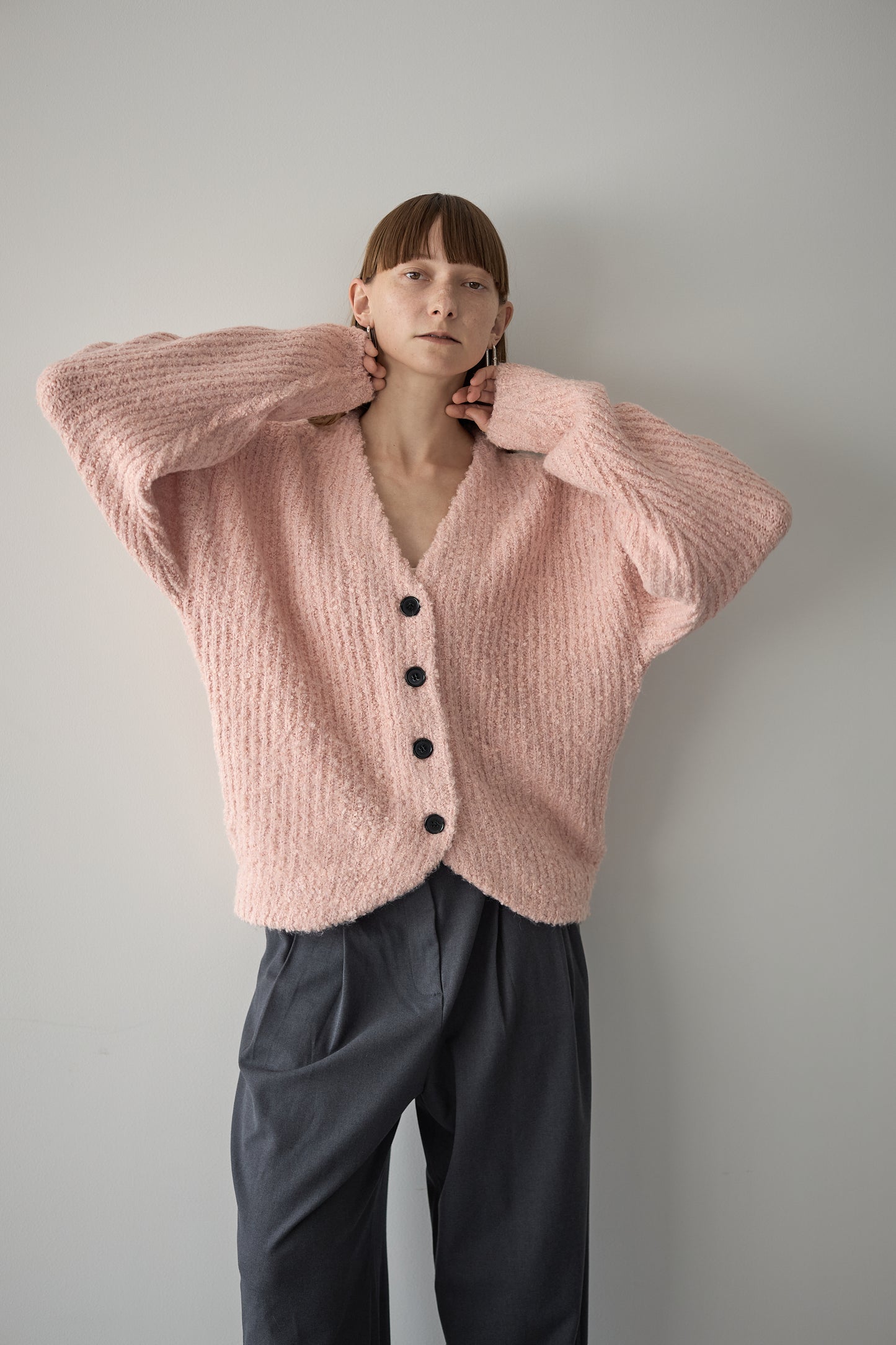 ロングブークレカーディガン【PINK】