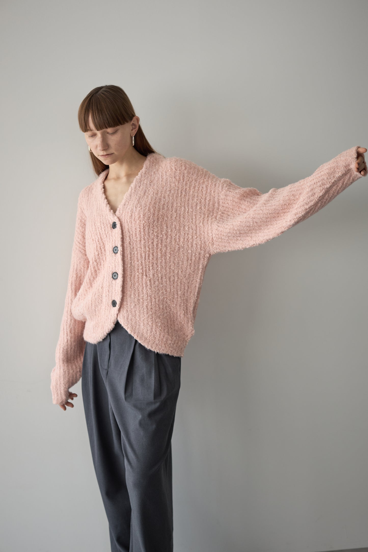 ロングブークレカーディガン【PINK】