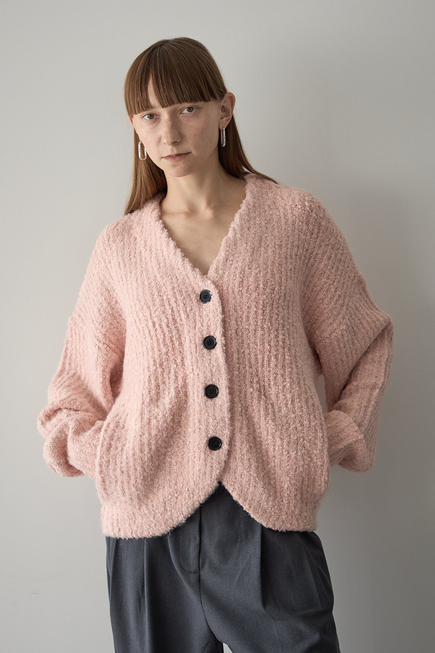 ロングブークレカーディガン【PINK】