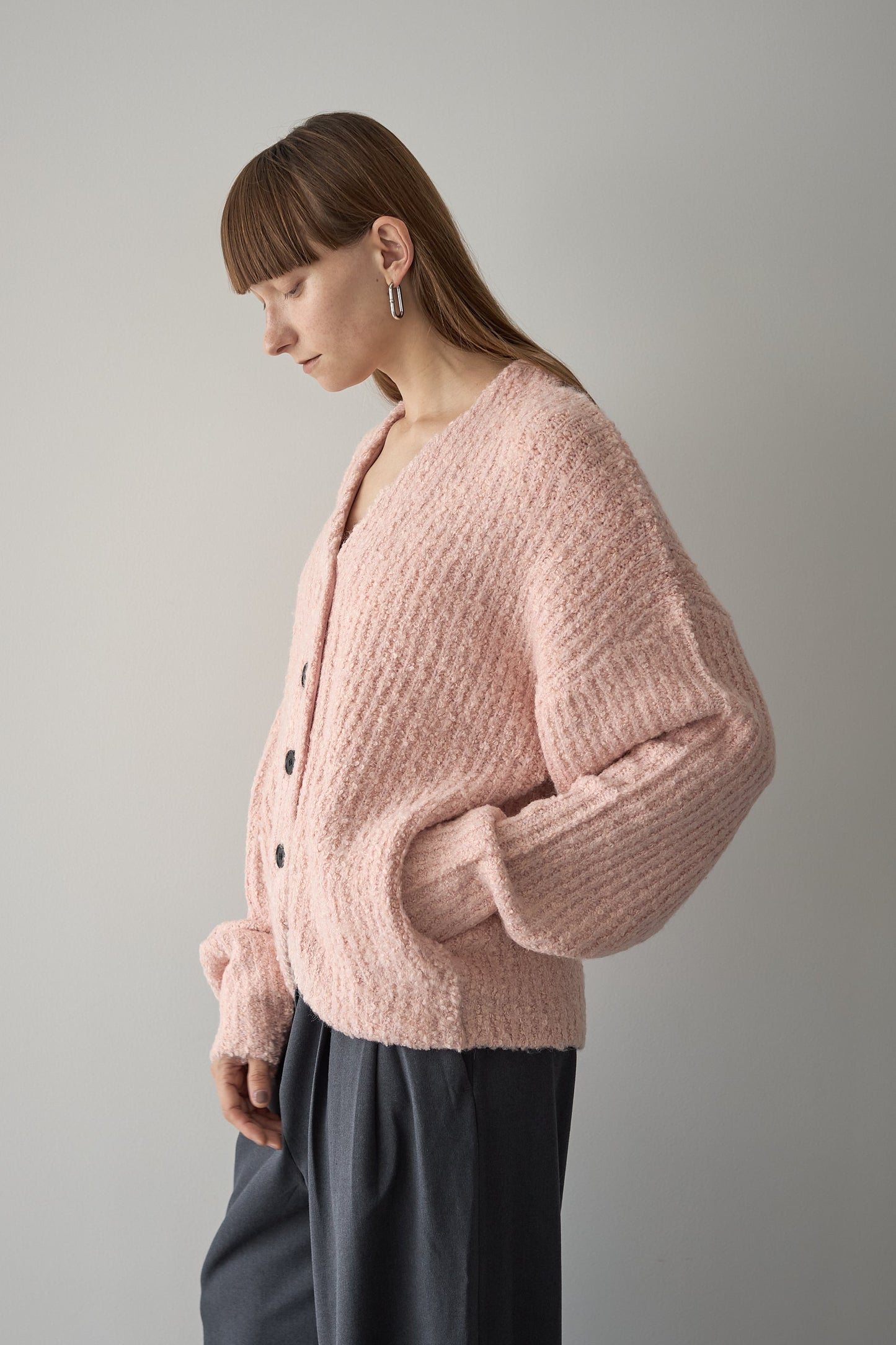 ロングブークレカーディガン【PINK】