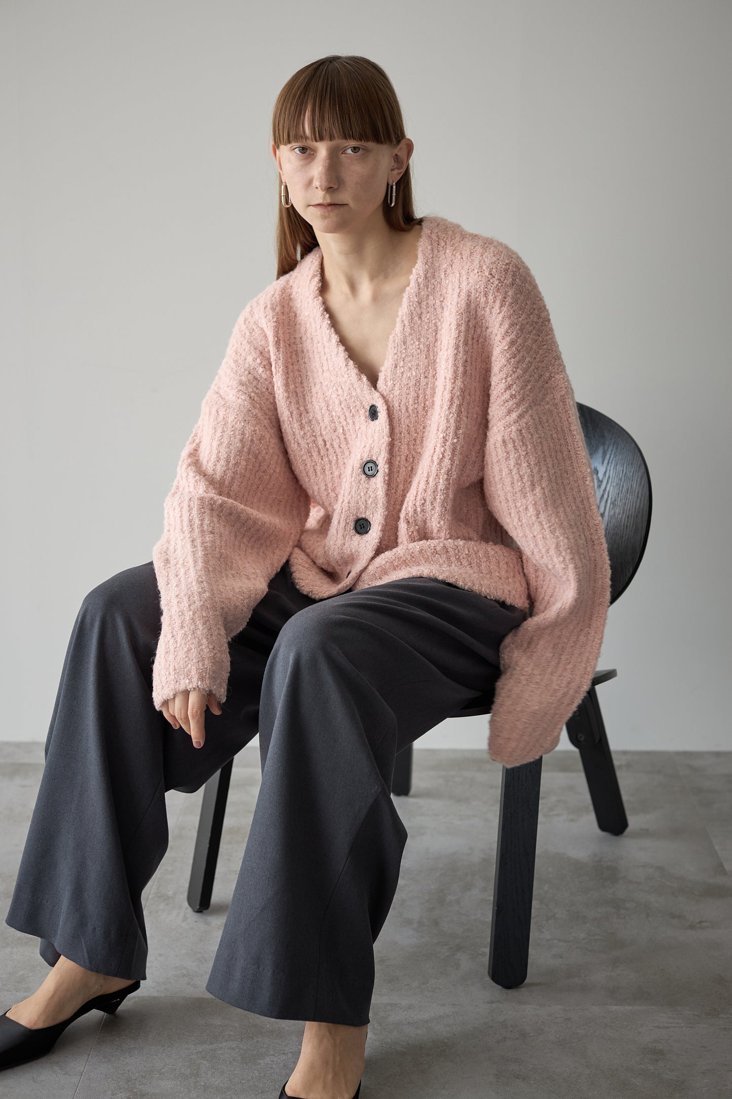 ロングブークレカーディガン【PINK】